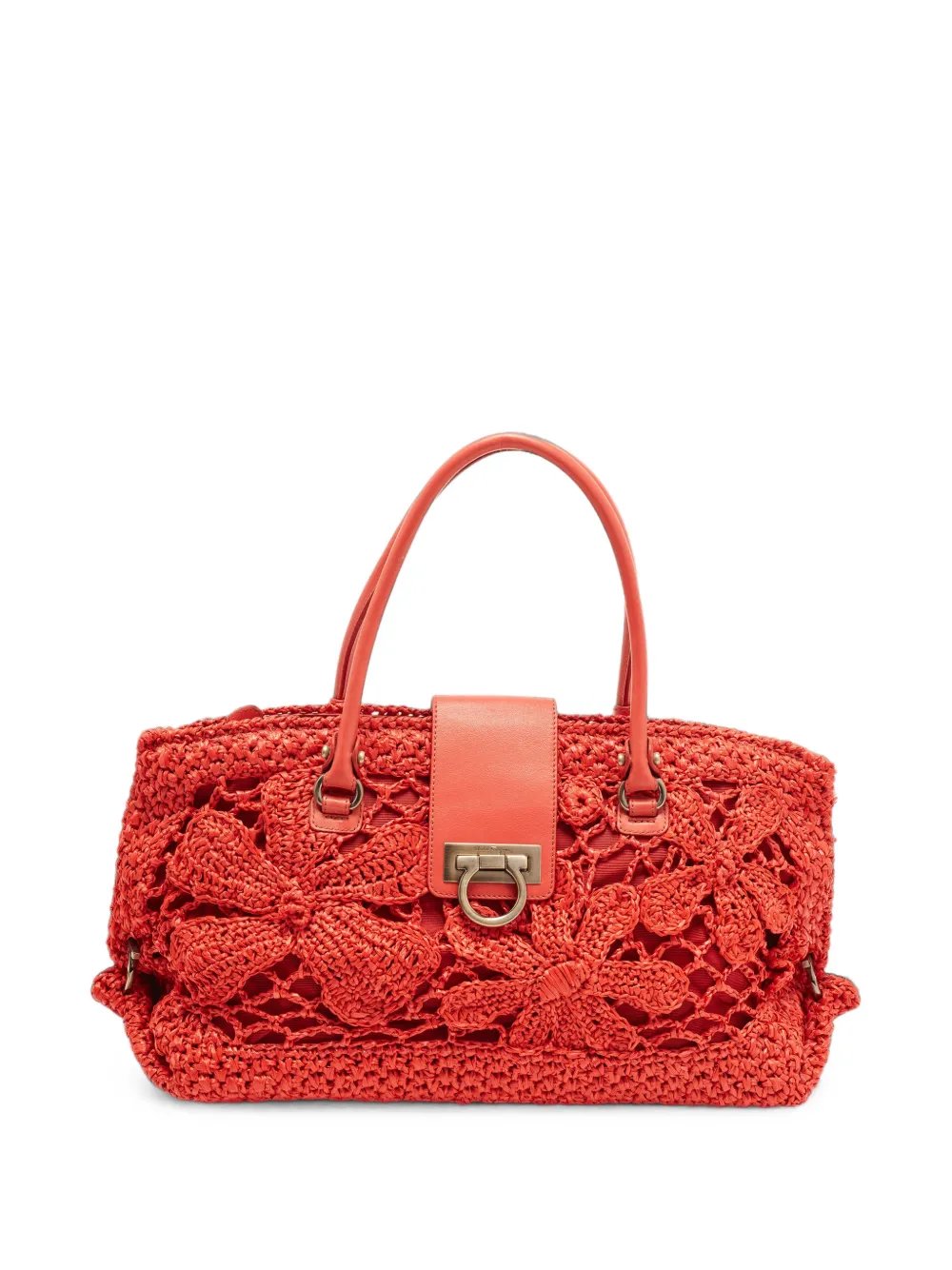 Ferragamo Gancini woven satchel bag