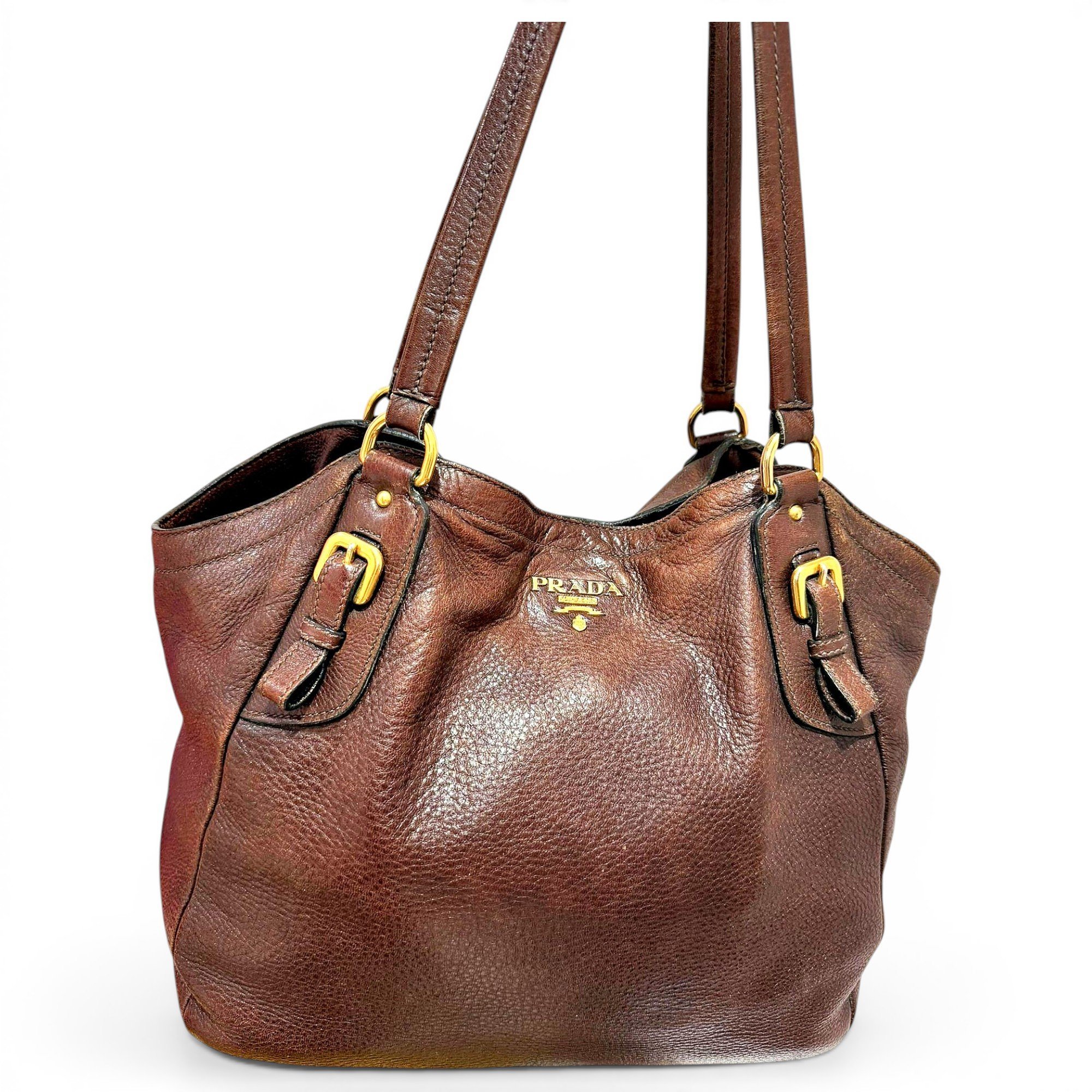 Madras leather tote