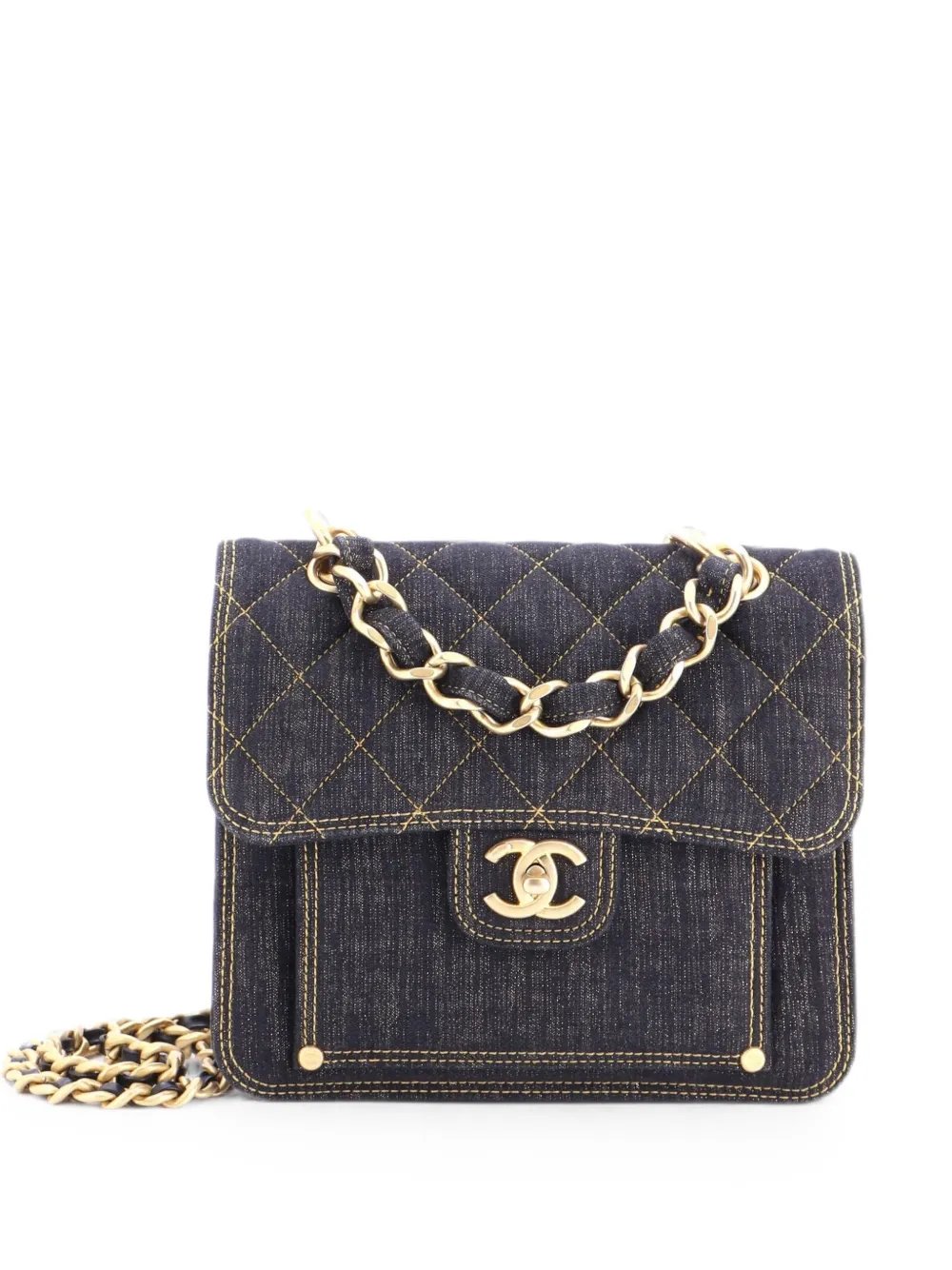 Double You CC Flap Bag Quilted Denim Medium shoulder bag