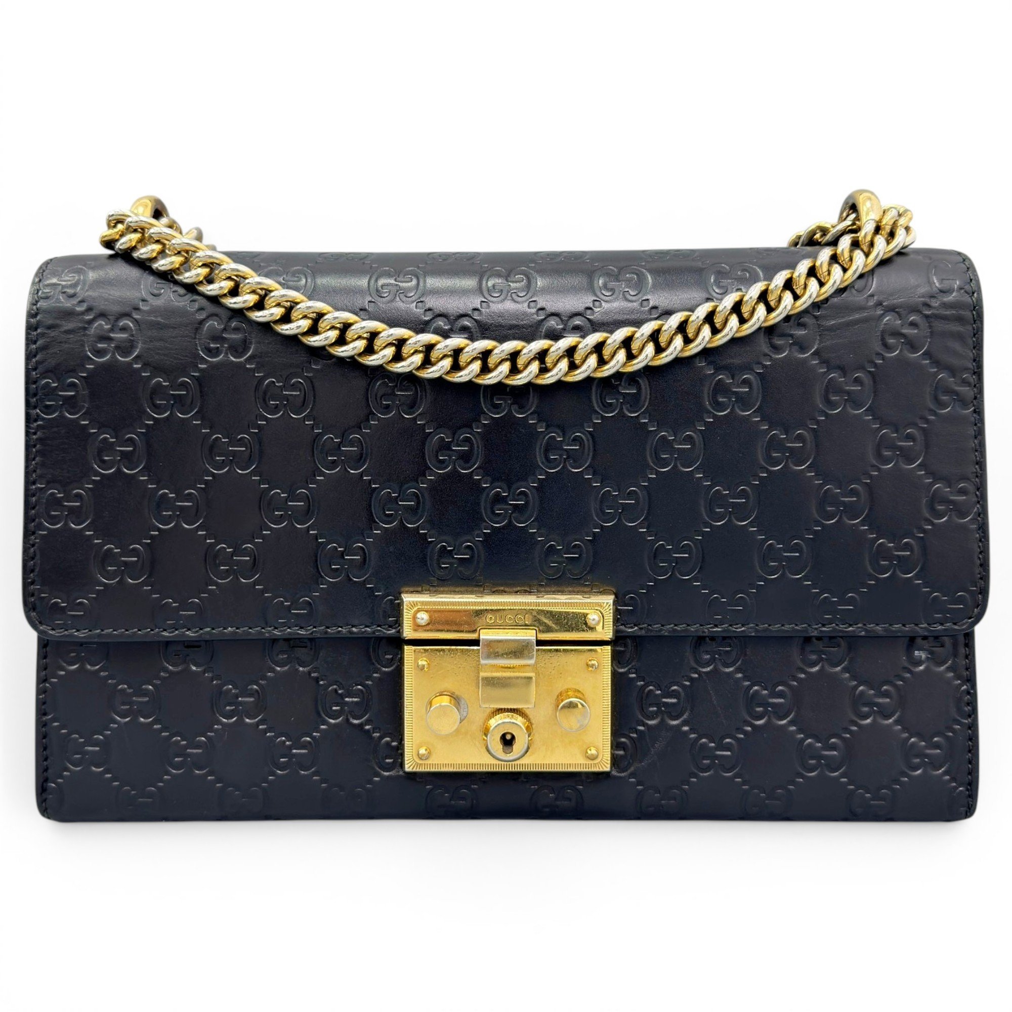 Padlock leather handbag