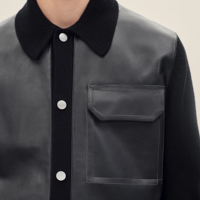 Noir "Devant Cuir" Buttoned Jacket