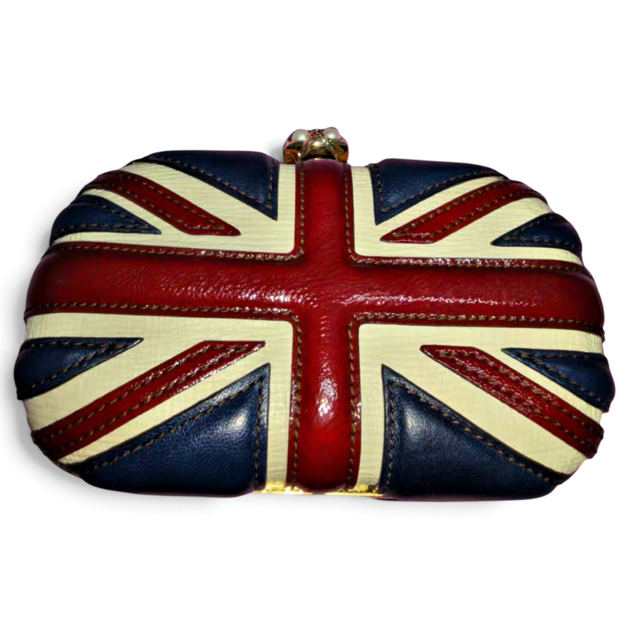 Skull leather clutch bag