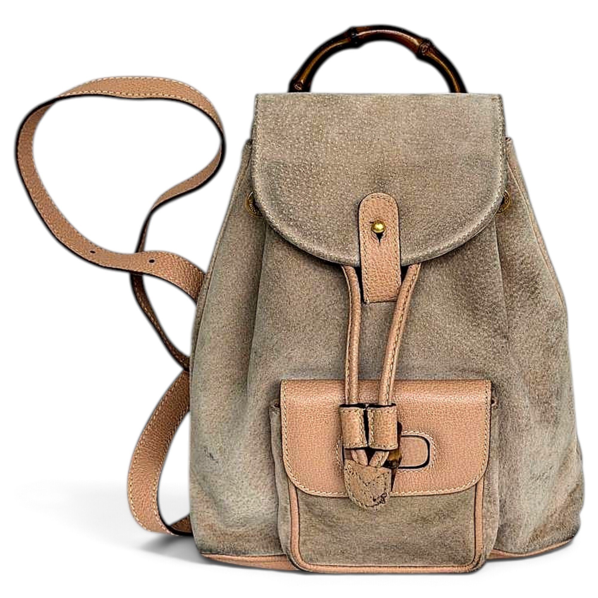 Bamboo Tassel Oval leather backpack