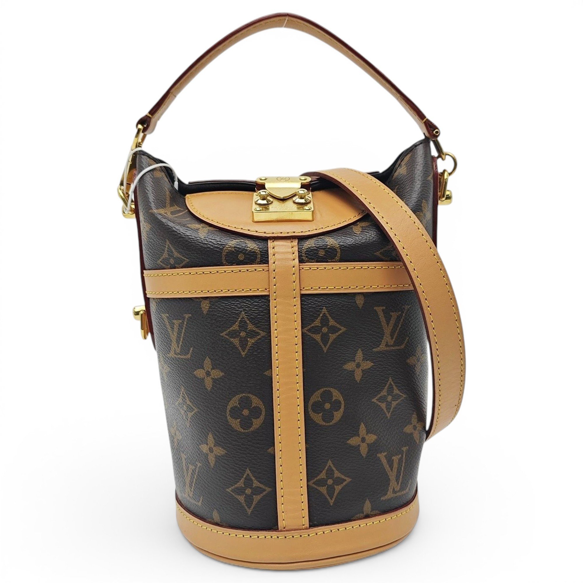 Duffle leather handbag