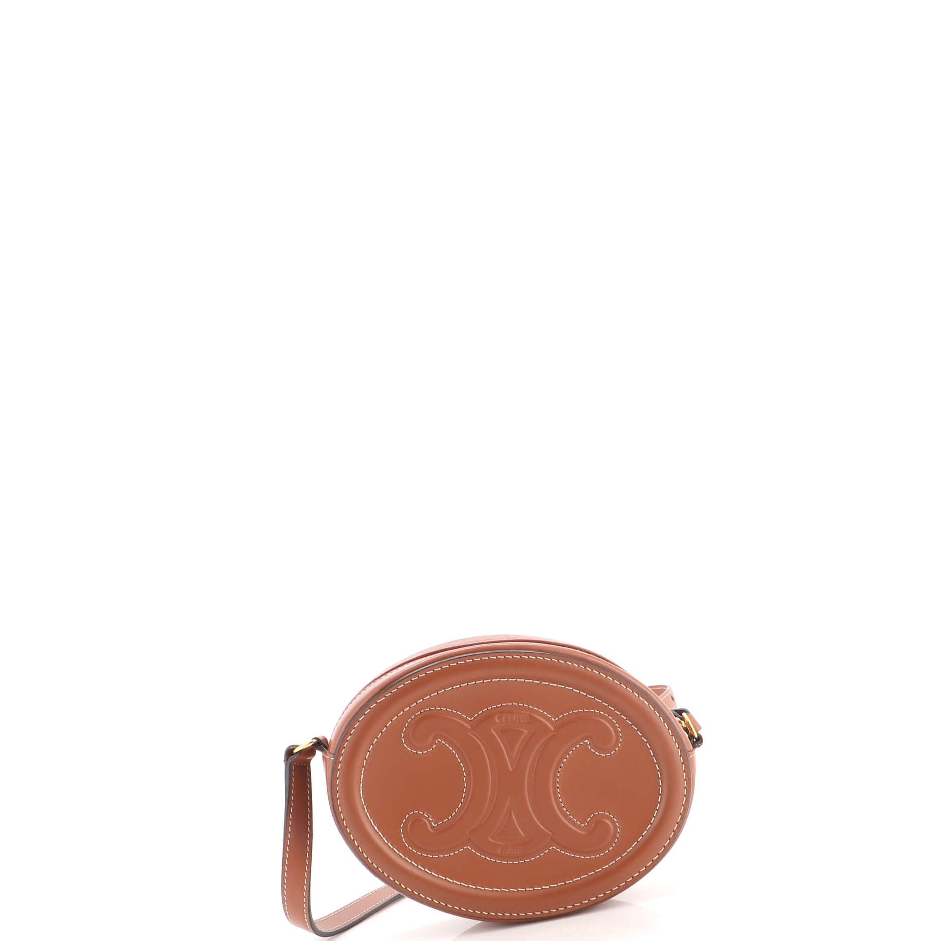 Celine Triomphe Oval Crossbody Bag Leather Mini