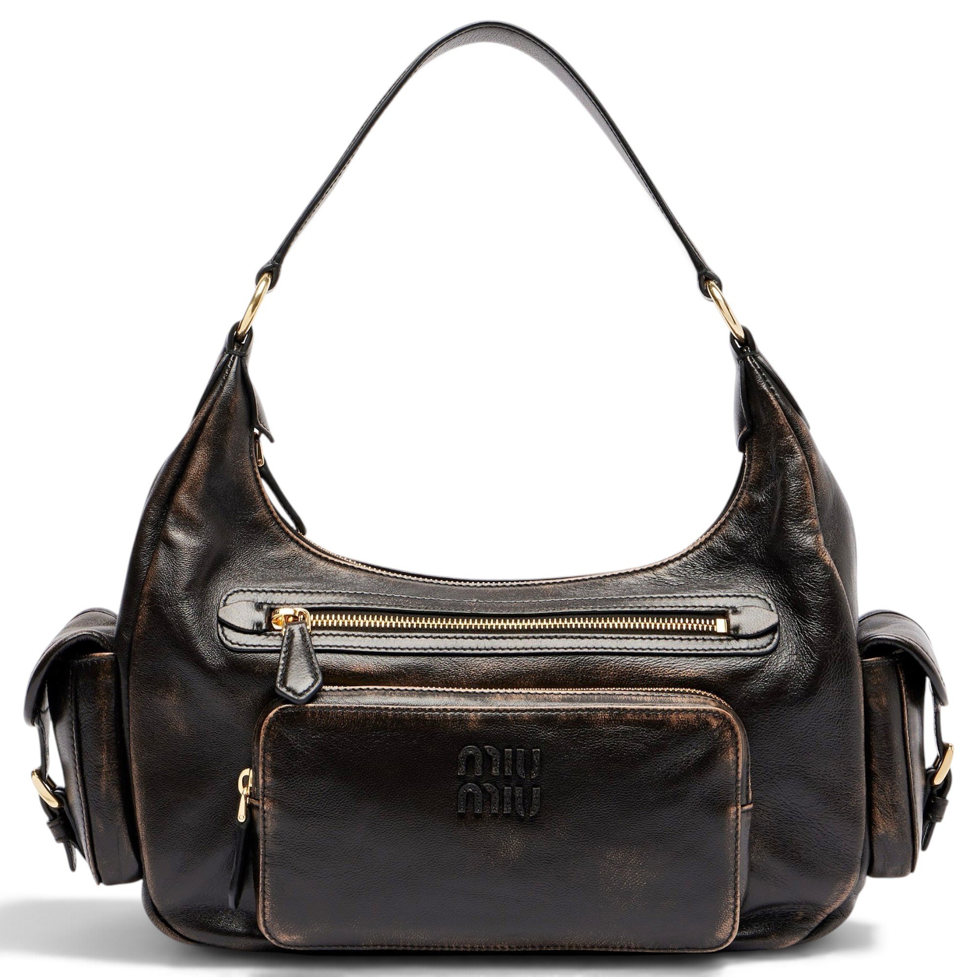 Pocket leather handbag