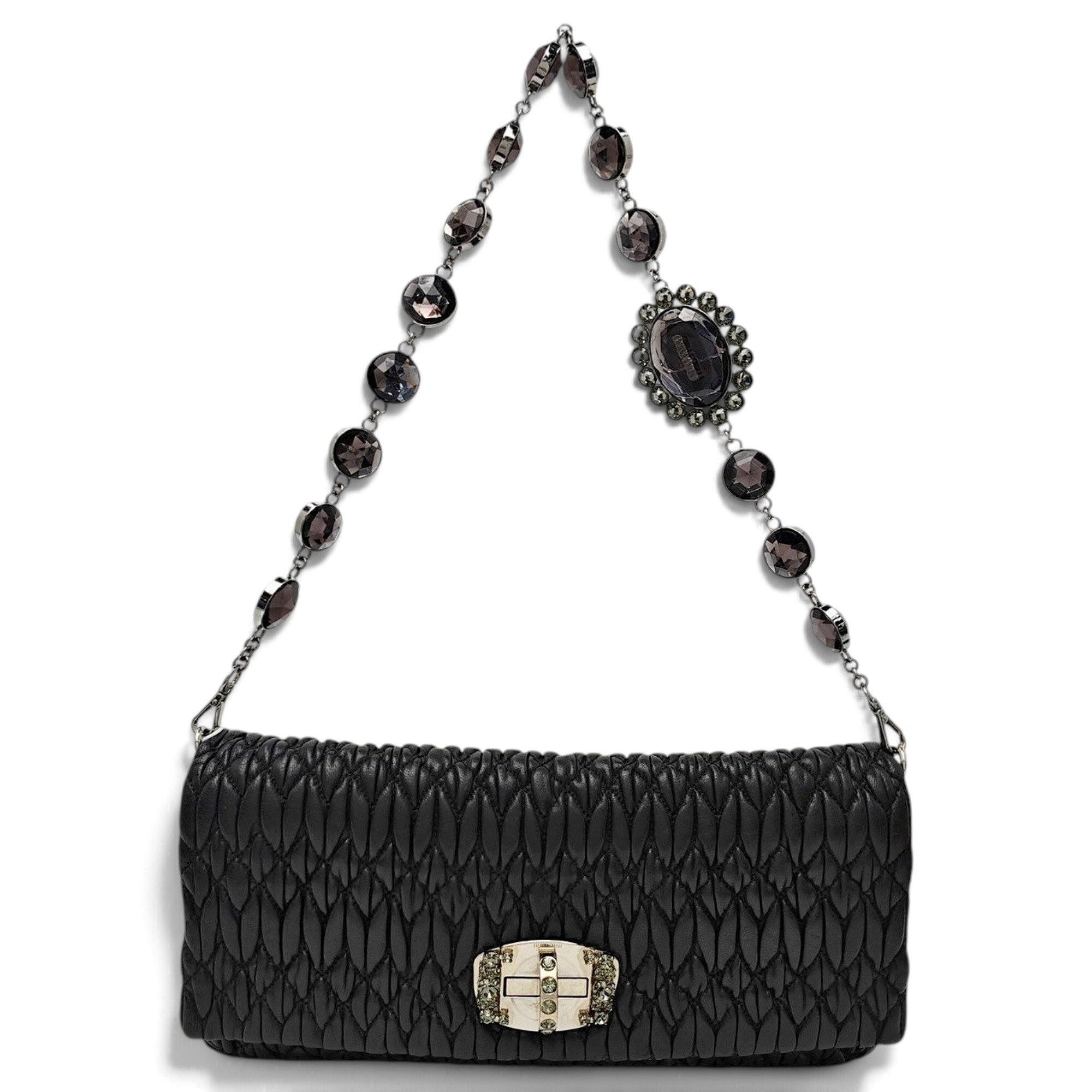 Miu Crystal leather handbag