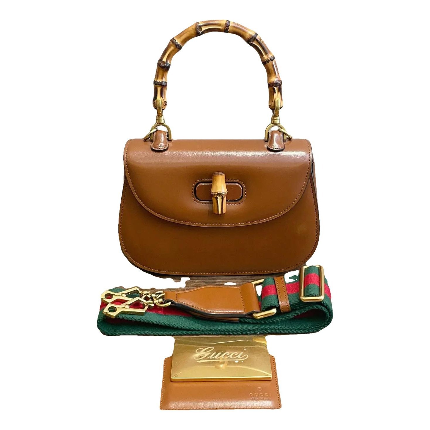 Convertible Bamboo Top Handle leather handbag