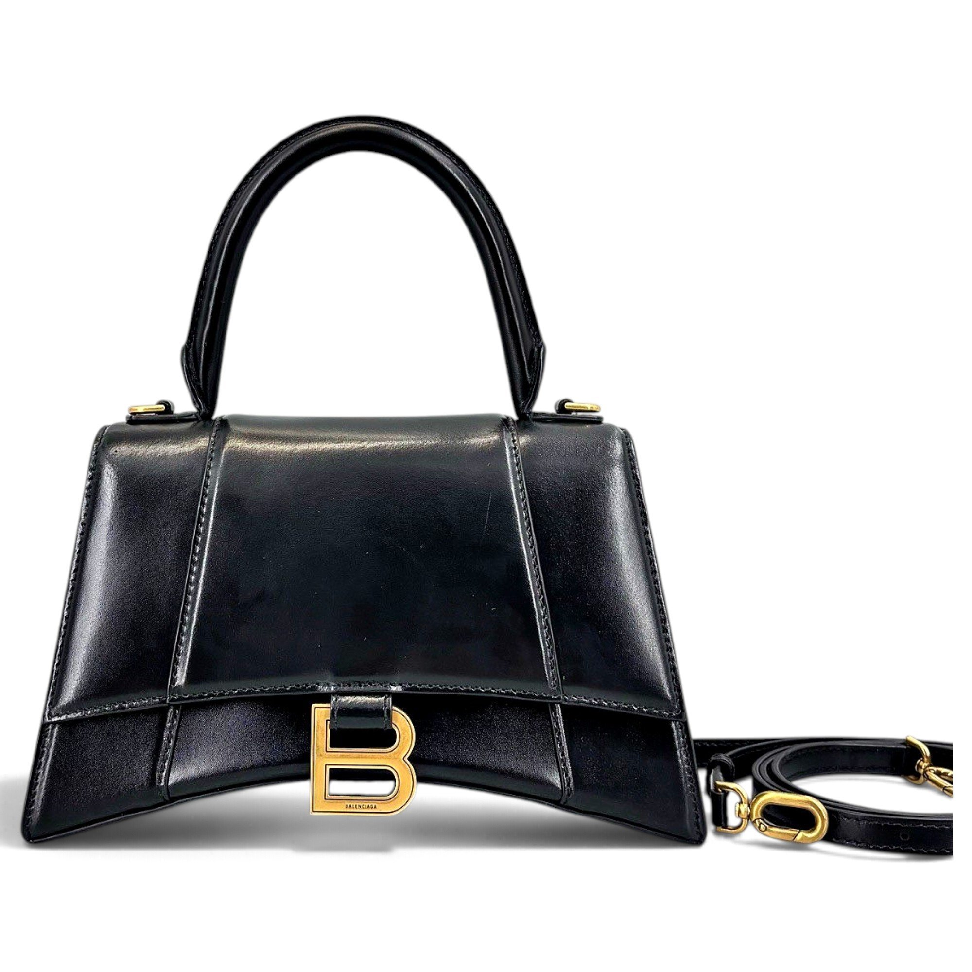 Hourglass leather handbag