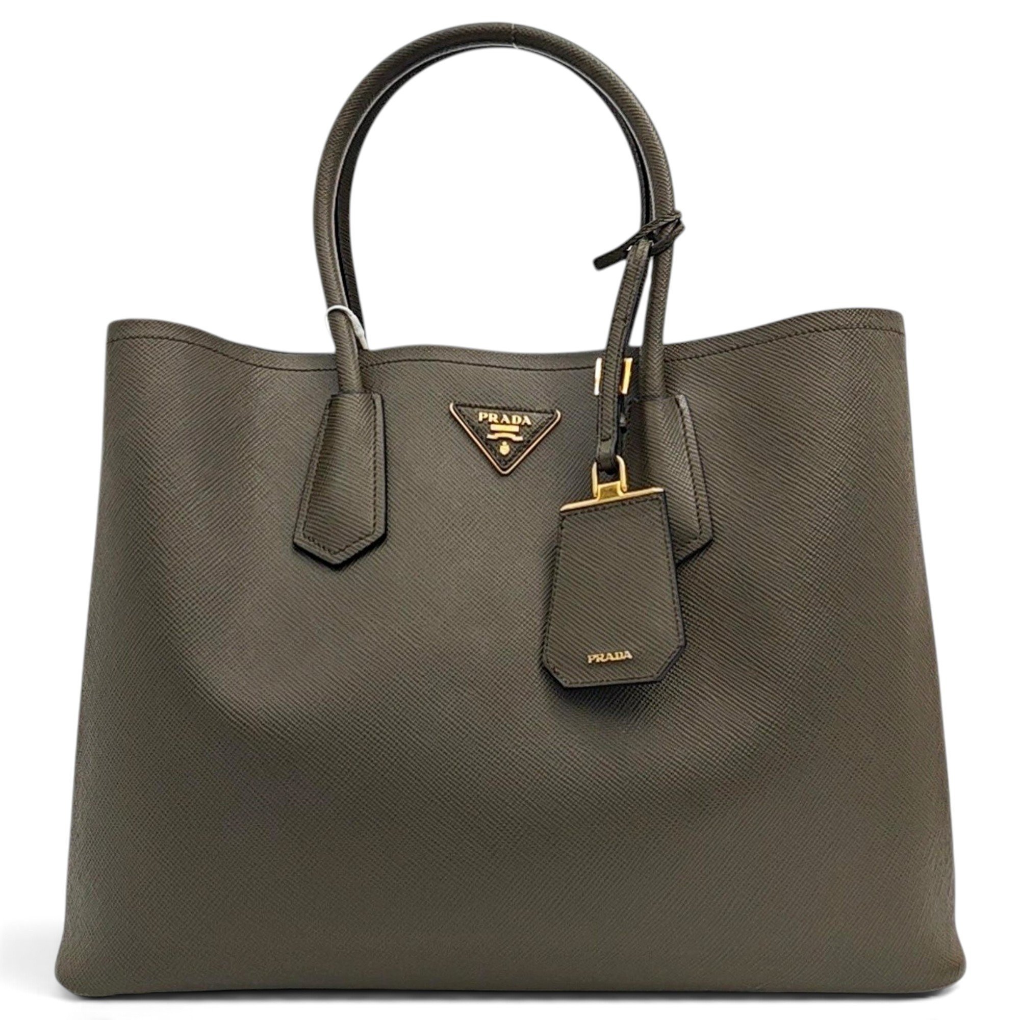 Double leather handbag