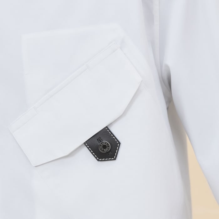 Blanc Sporty Fit Shirt With Leather Detail