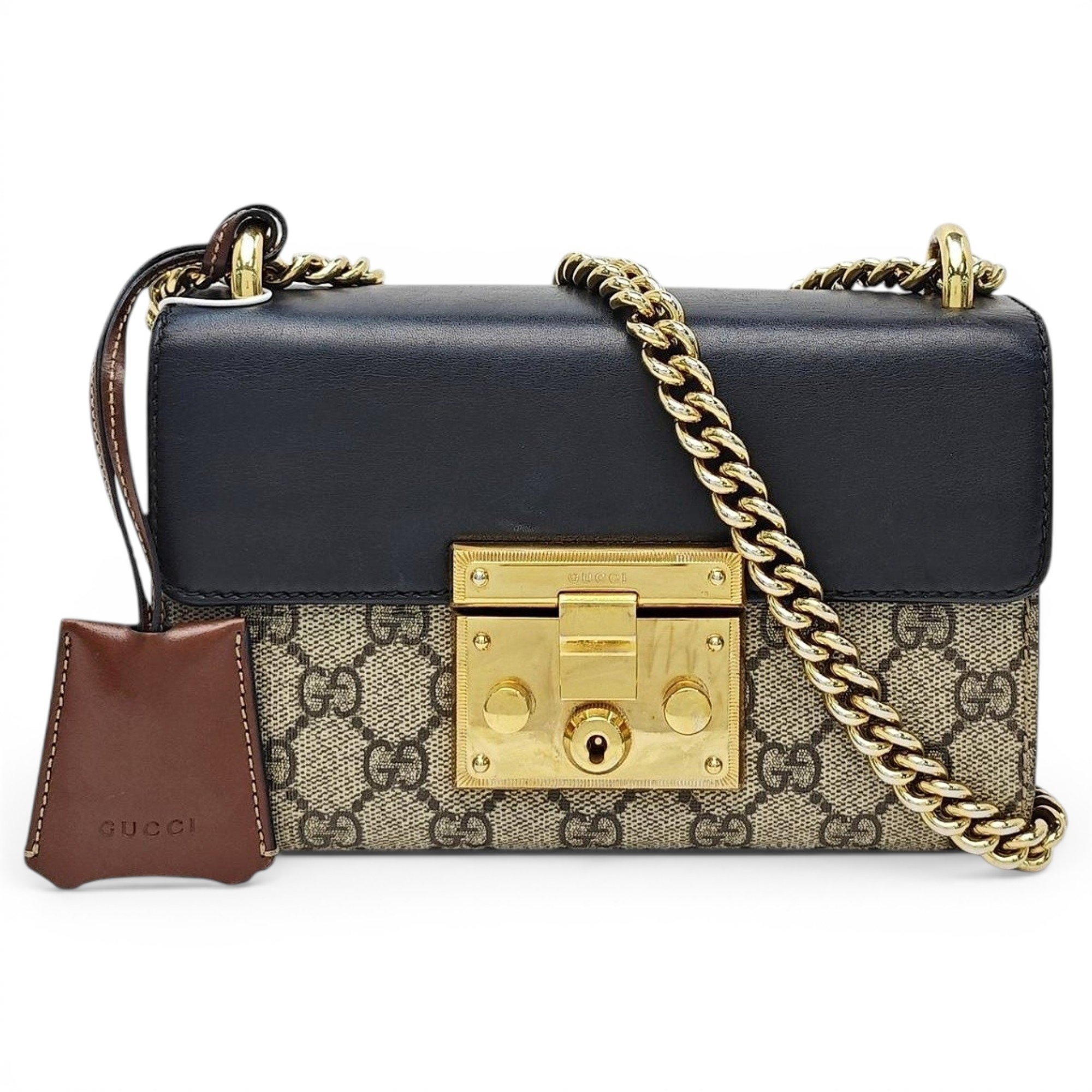 Padlock leather handbag