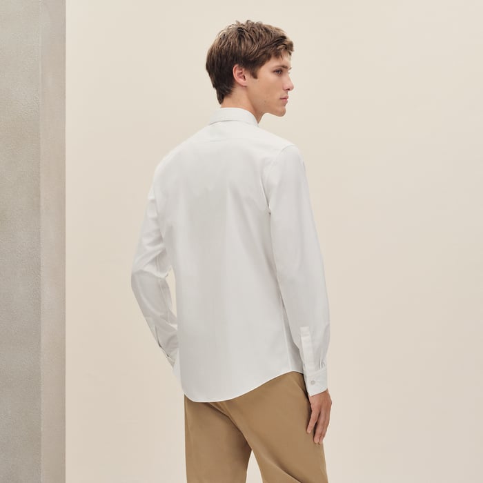 Blanc Fitted Shirt With Louis Collar