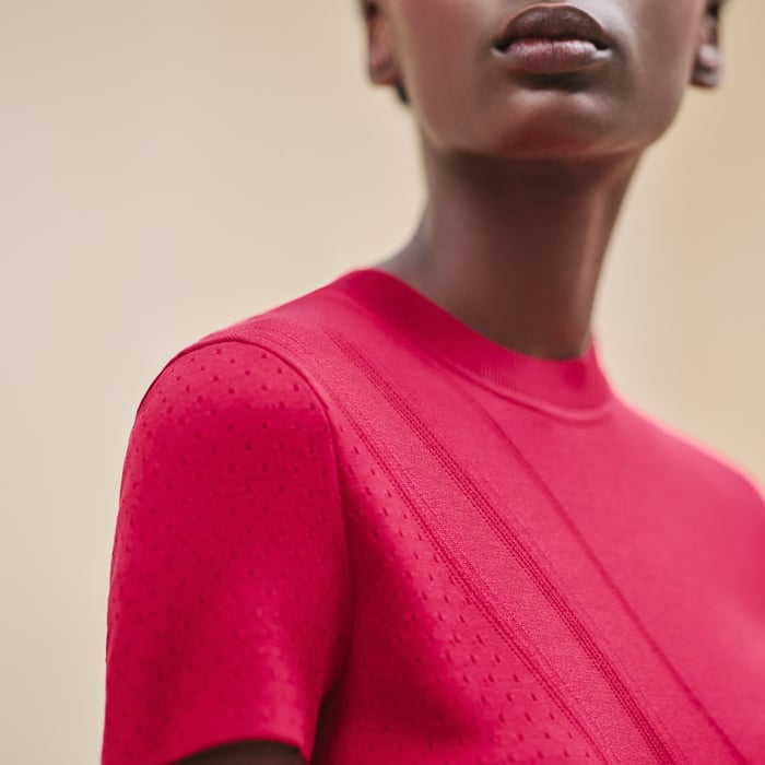Rose Canneberge "Bandanas" Short-sleeve Sweater
