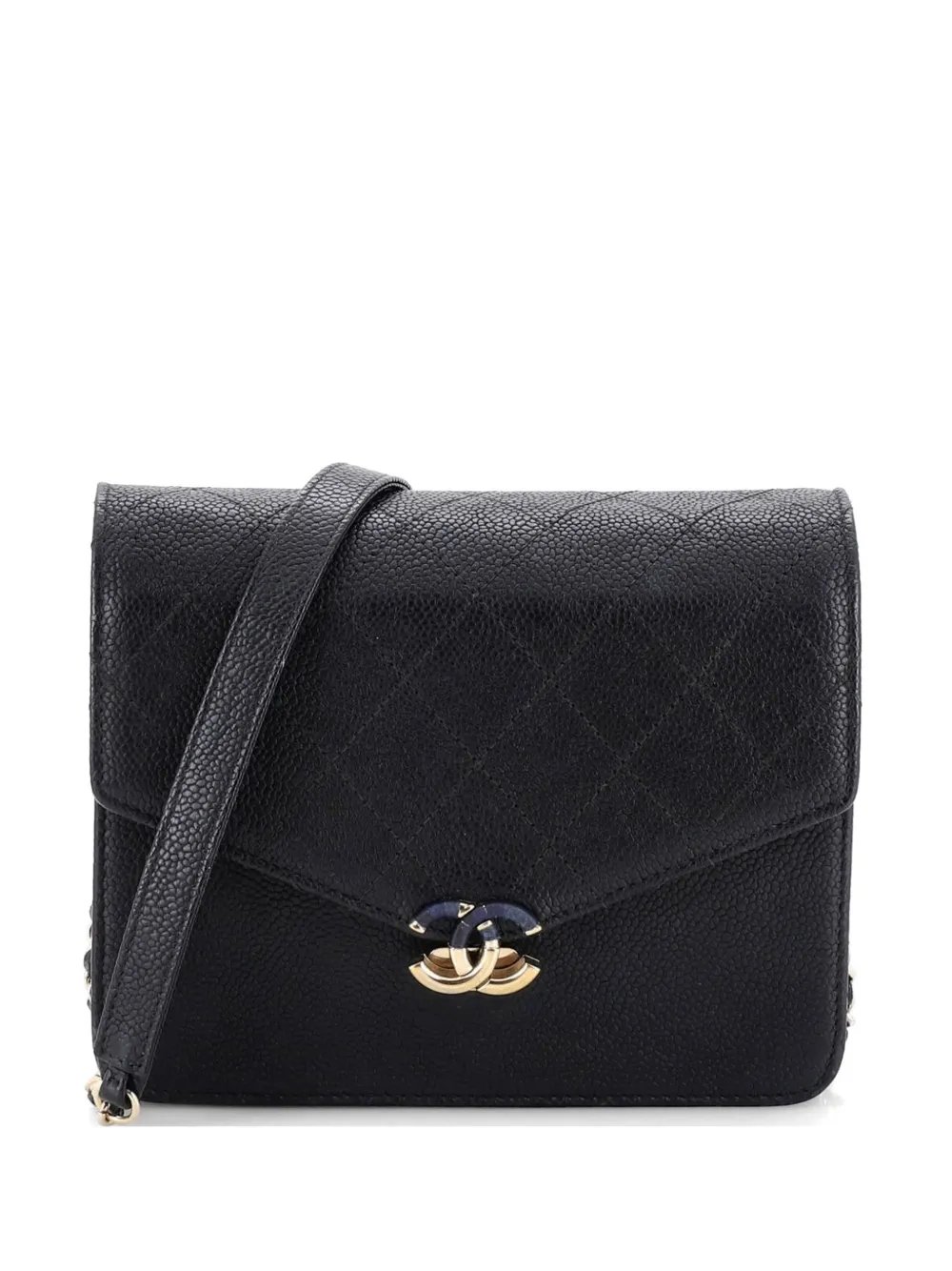 Thread Around Square Wallet on Chain Quilted Caviar crossbody bag