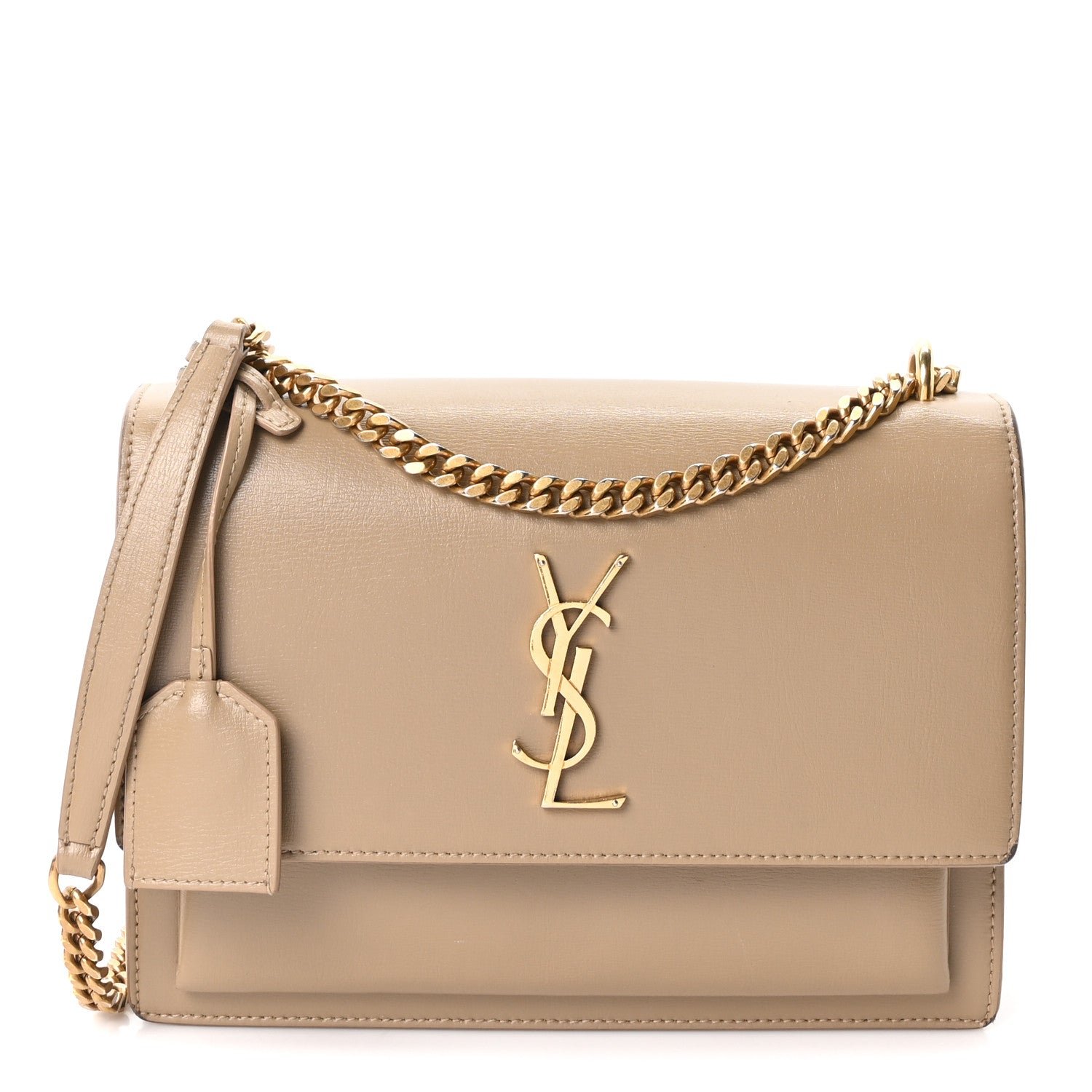 Saint Laurent Calfskin Medium Monogram Sunset Dark Beige