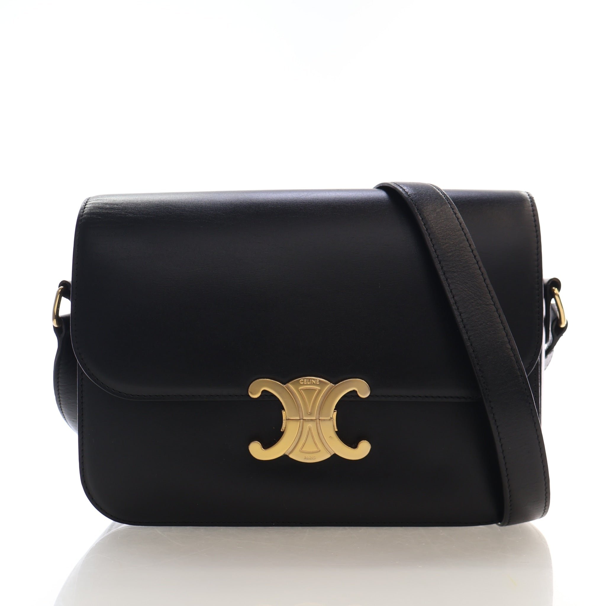 Celine Classique Calfskin Triomphe Flap Bag