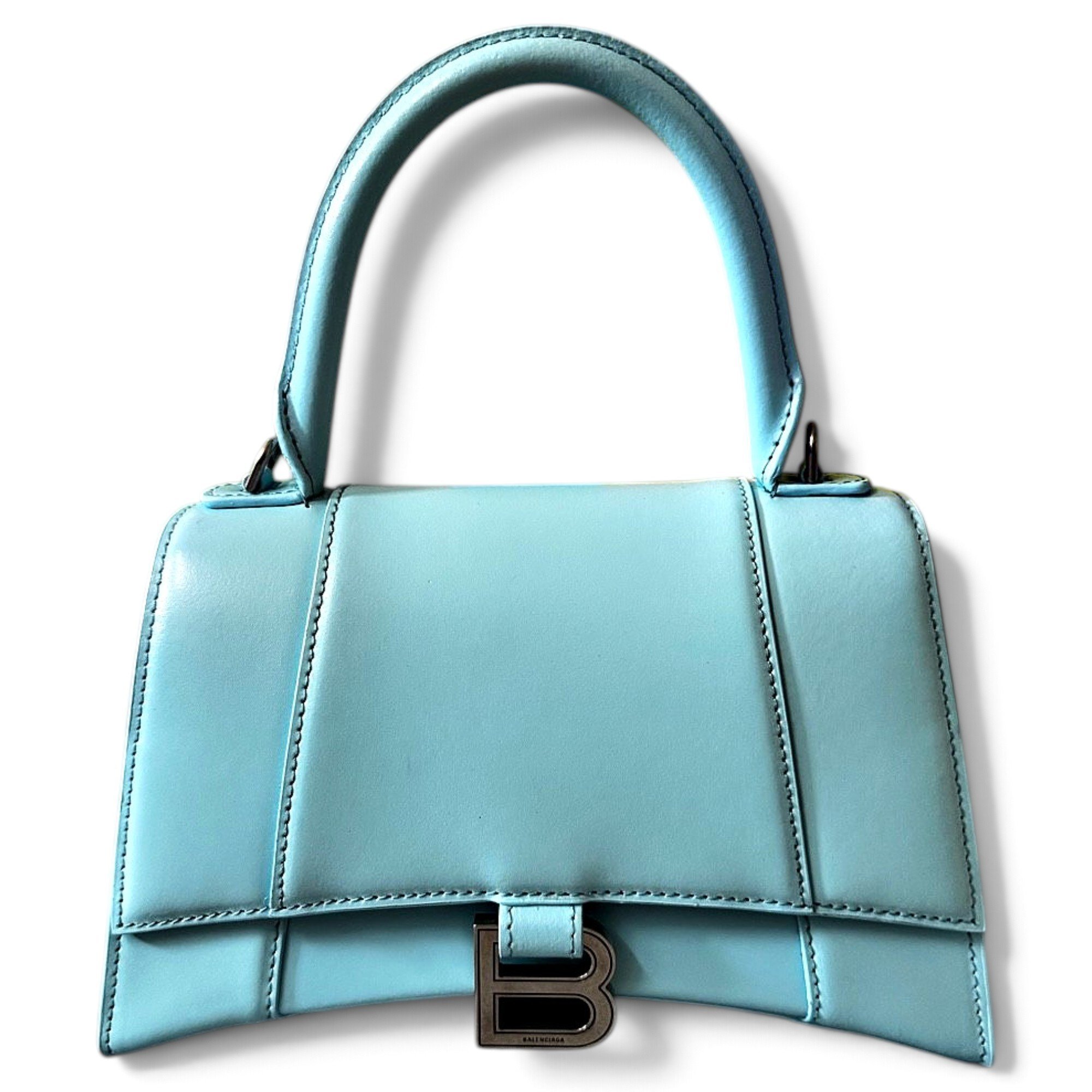 Hourglass leather handbag