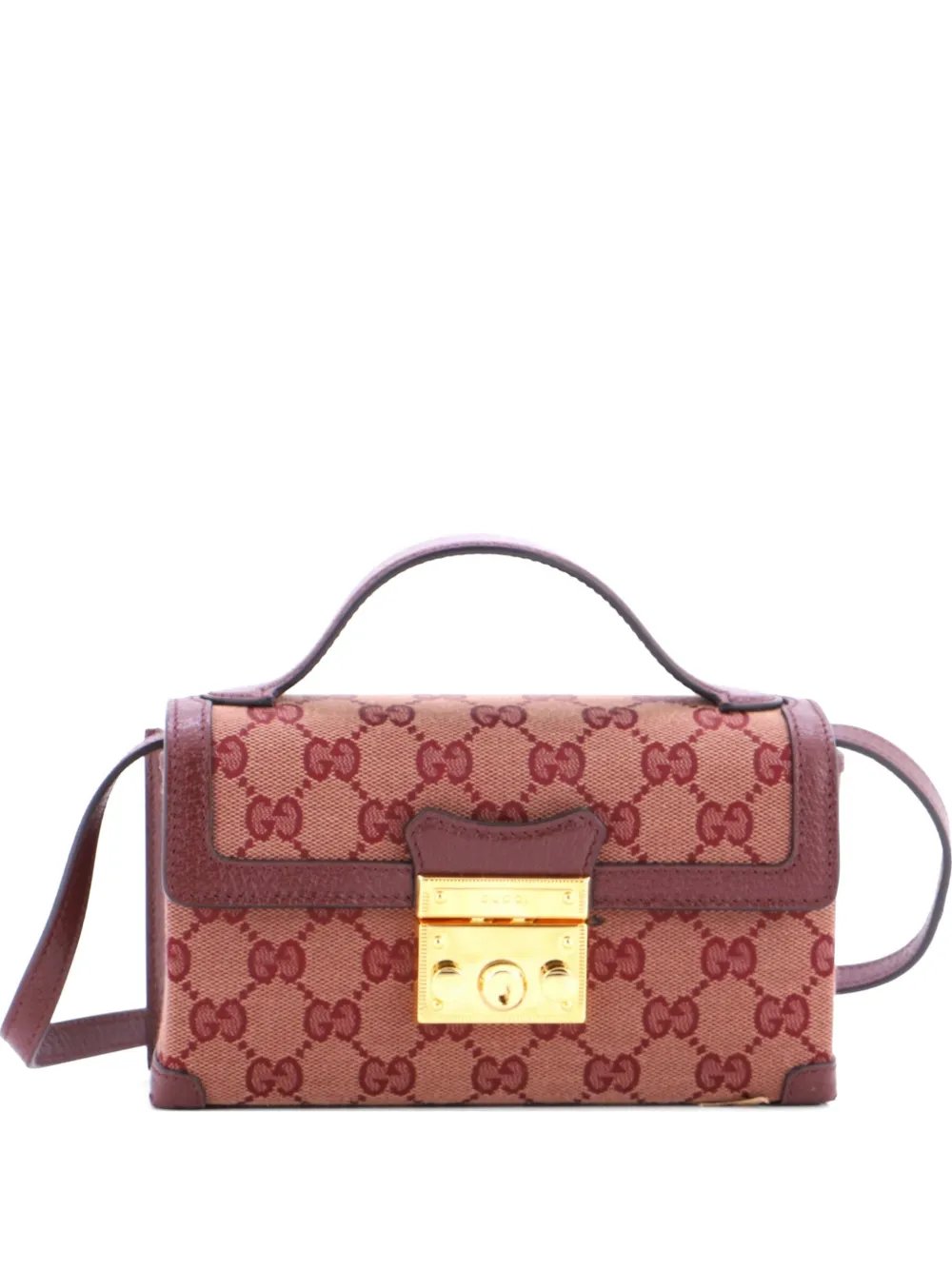 Padlock Top Handle Bag GG Canvas with Leather Mini crossbody bag