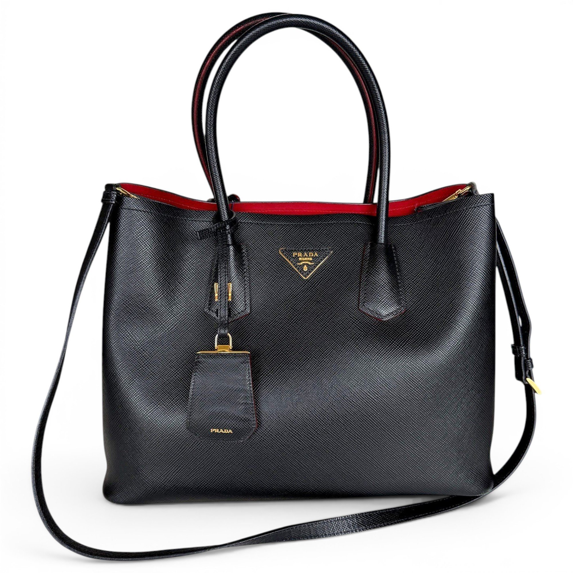Double leather handbag