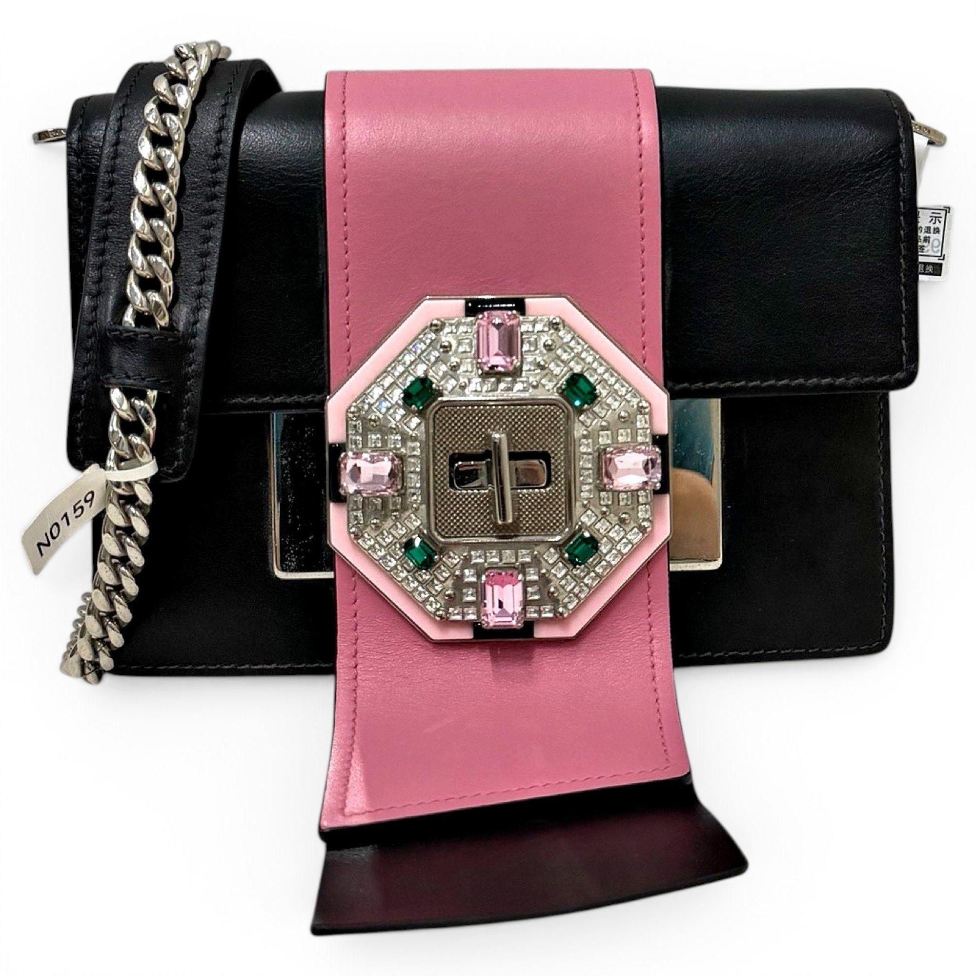 Ribbon leather handbag