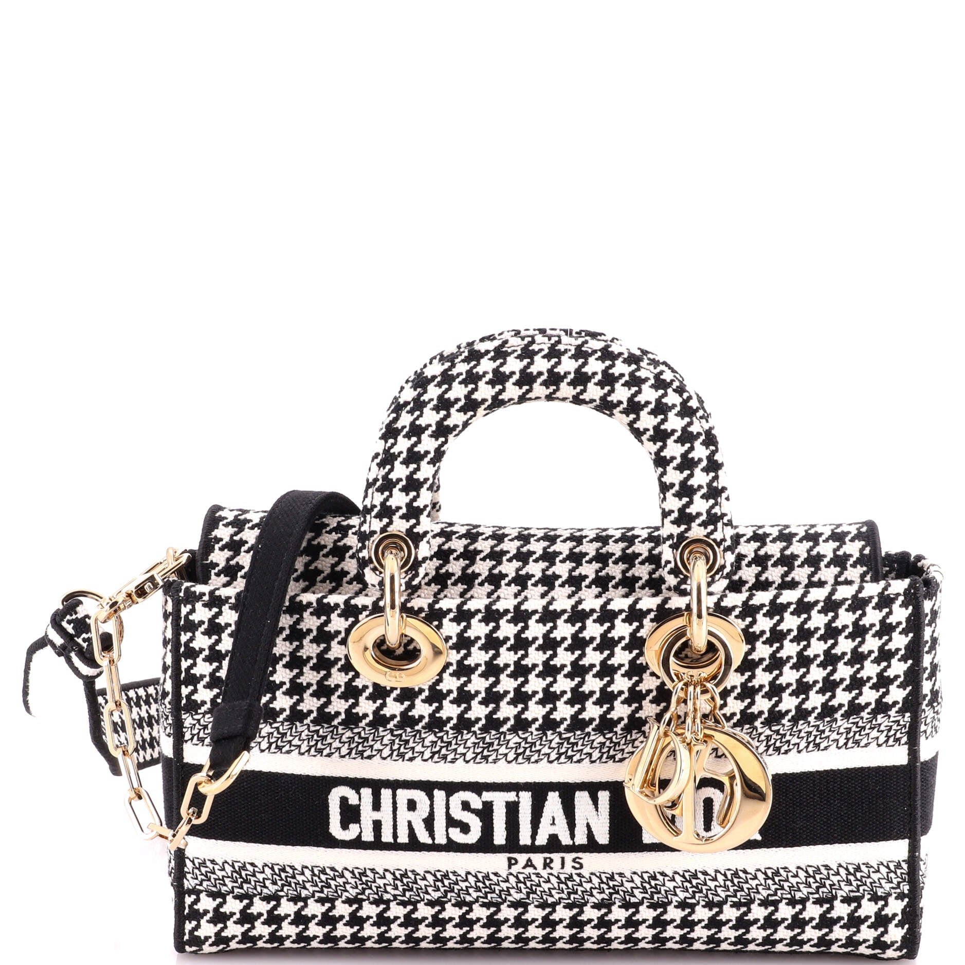 Lady D-Joy Bag Houndstooth Canvas Medium