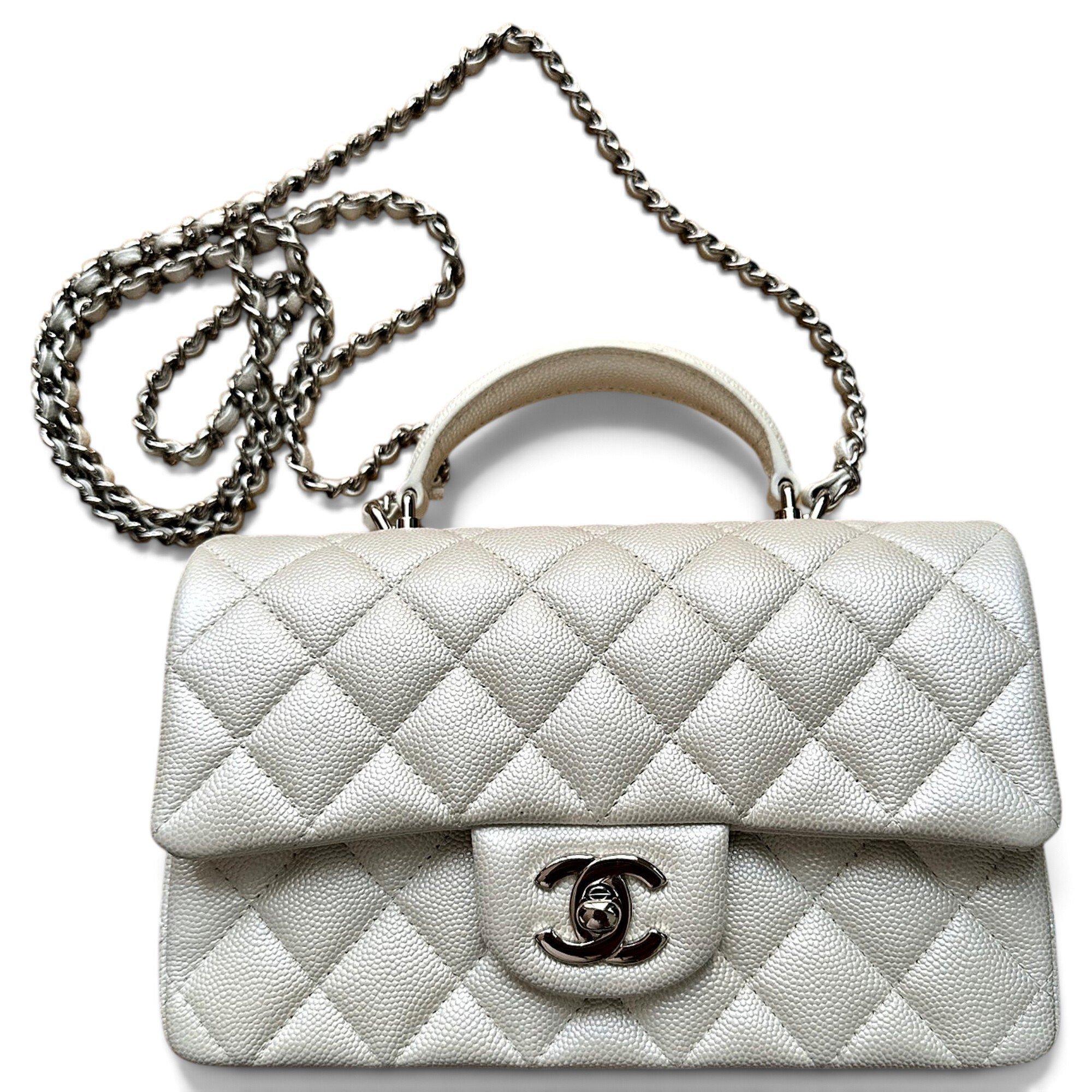 Trendy CC Top Handle leather handbag