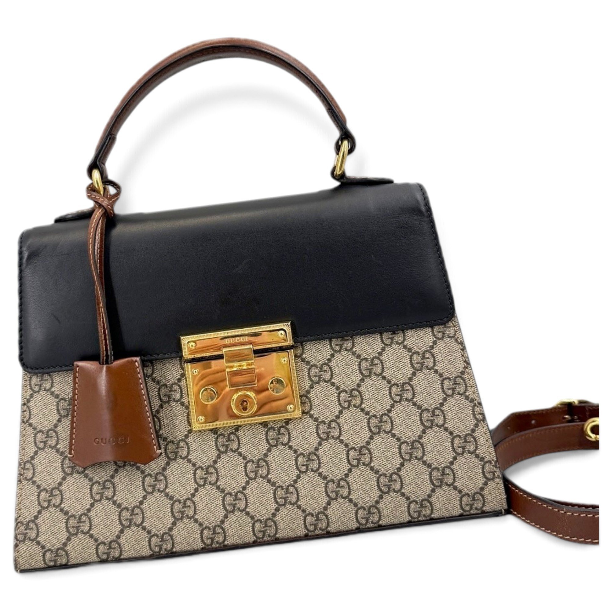 Padlock leather handbag
