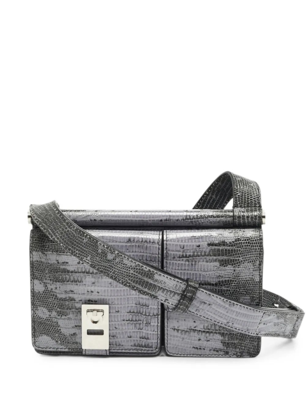 Ferragamo multi-pocket lizard-embossed leather crossbody bag