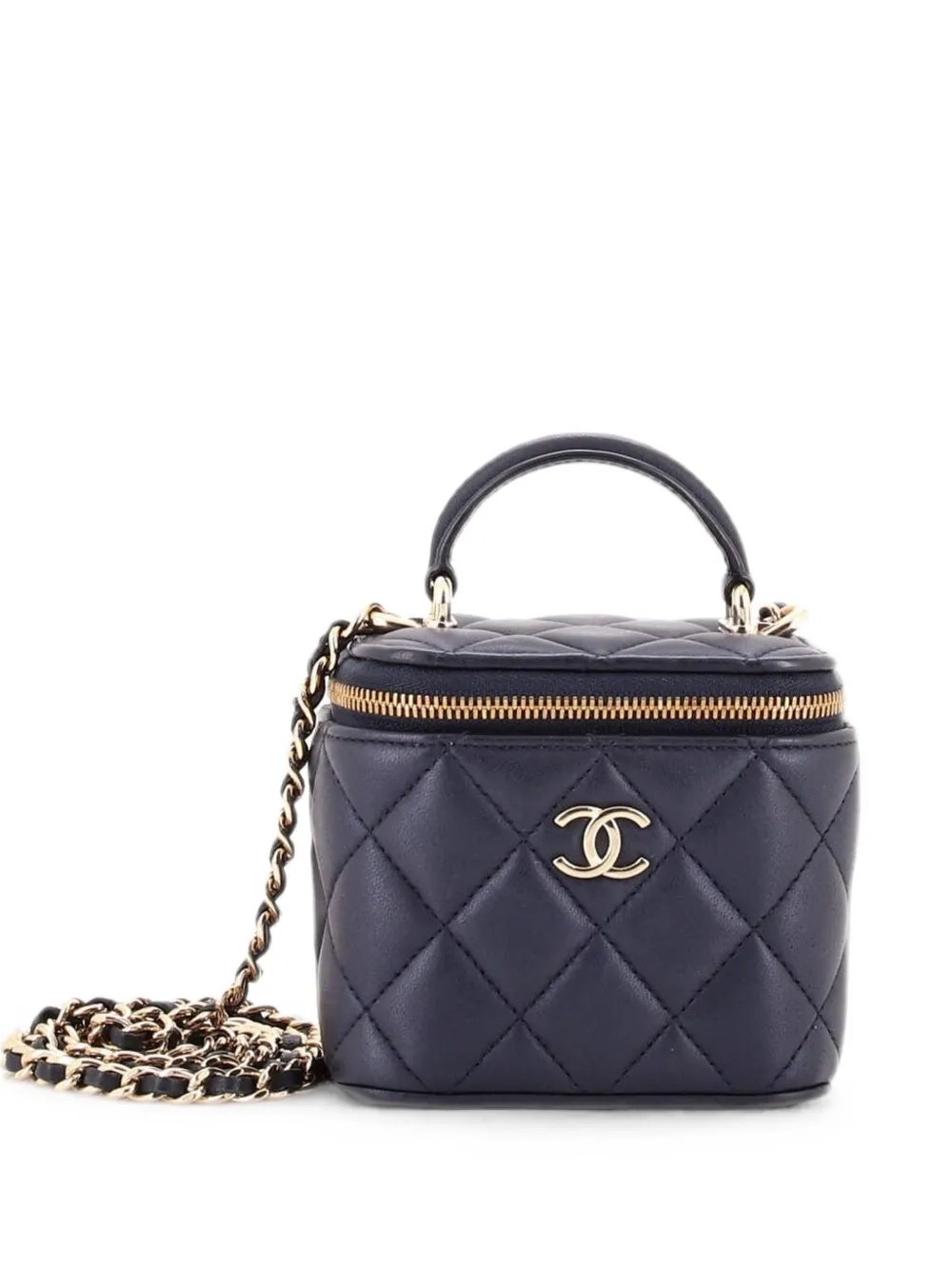 Classic Top Handle Vanity Case with Chain Quilted Lambskin Mini crossbody bag