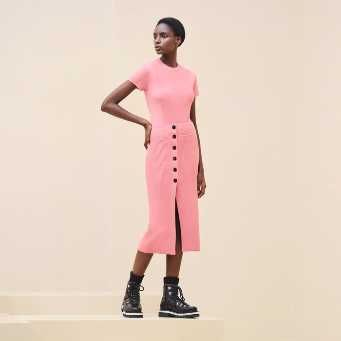 Rose Incarnat Buttoned Skirt