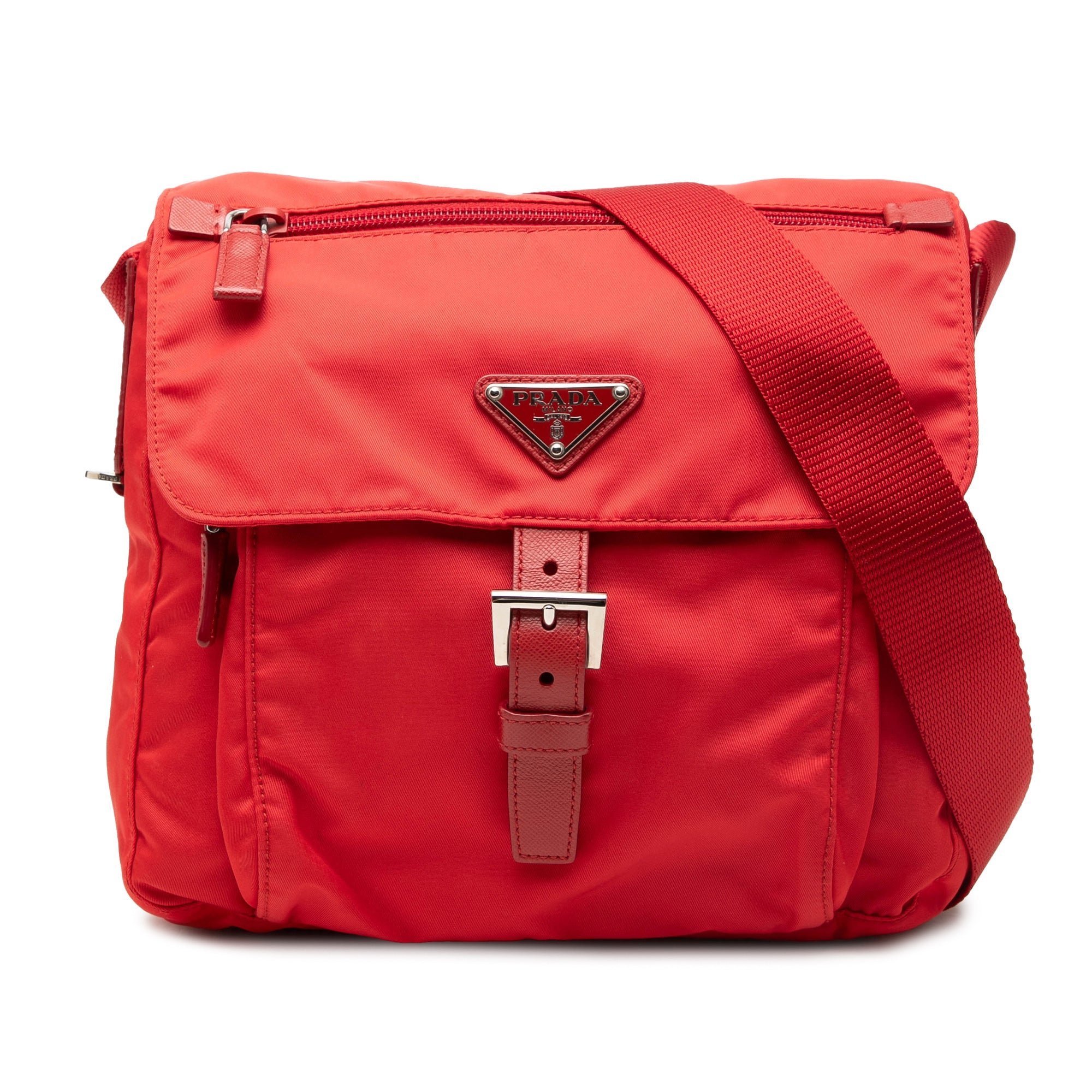 Buckle leather handbag