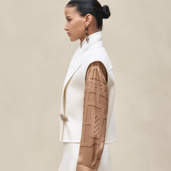 Blanc Naturel Cashmere Sleeveless Short Vest