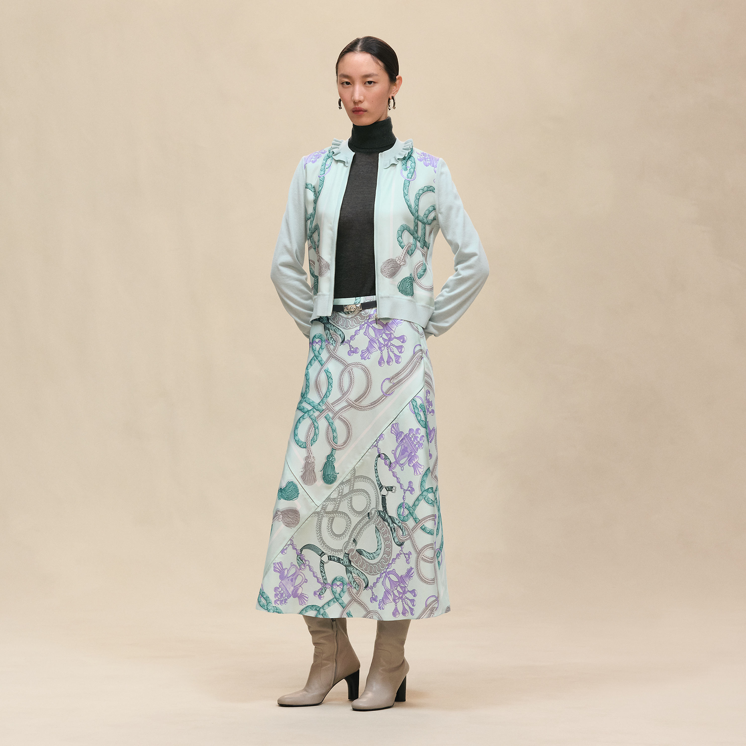 "Palefroi Remix" long-sleeve twillaine cardigan