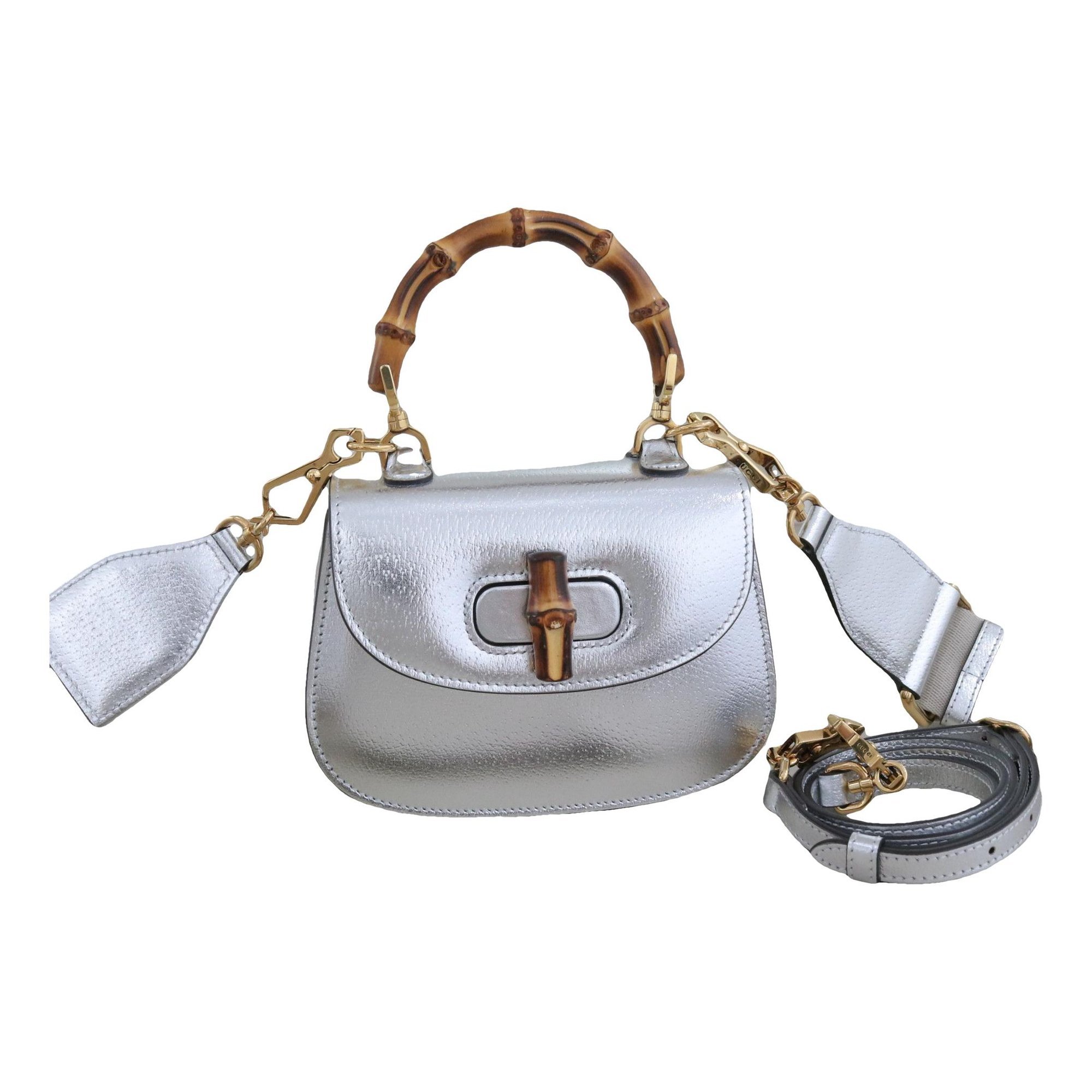 Convertible Bamboo Top Handle leather handbag