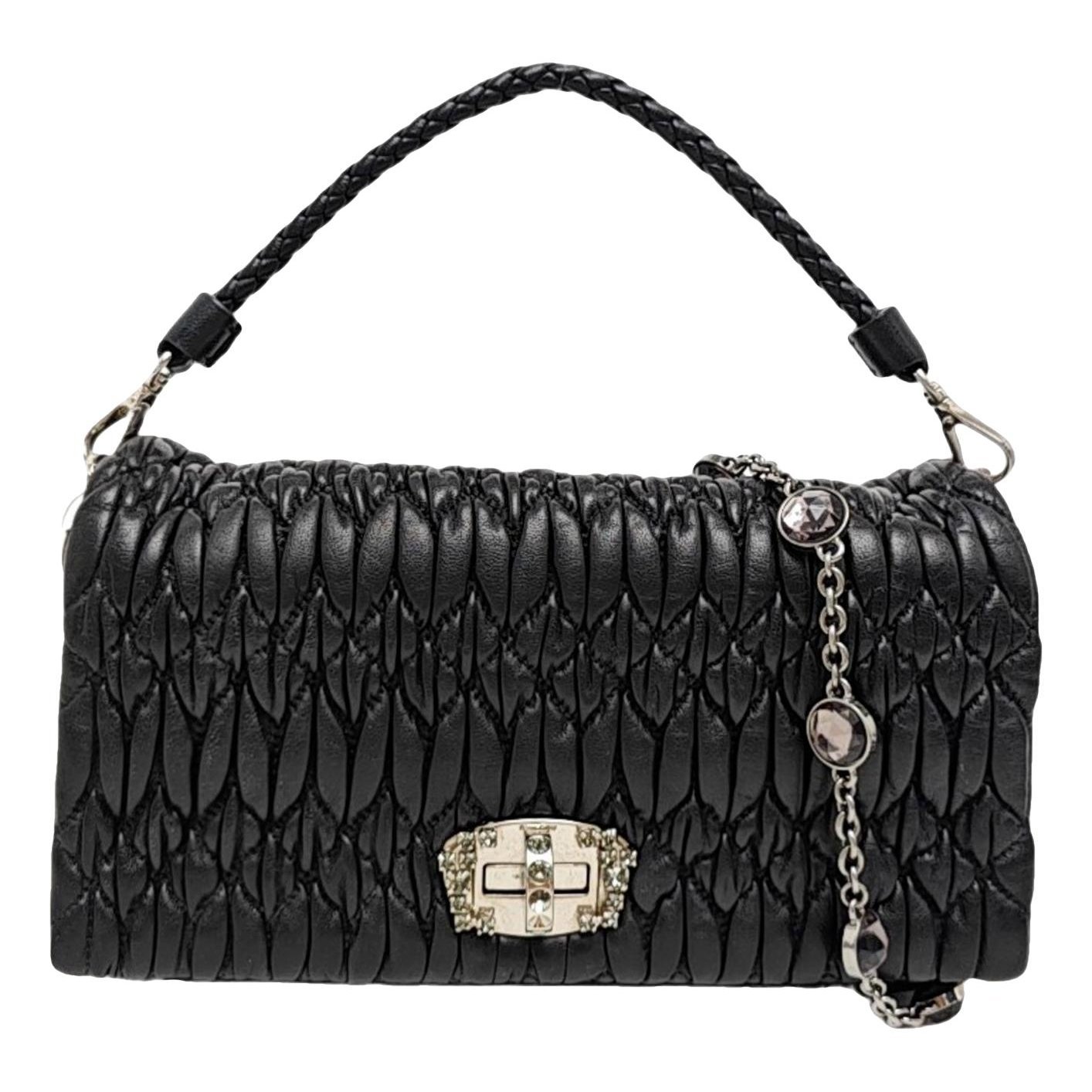 Miu Crystal leather handbag