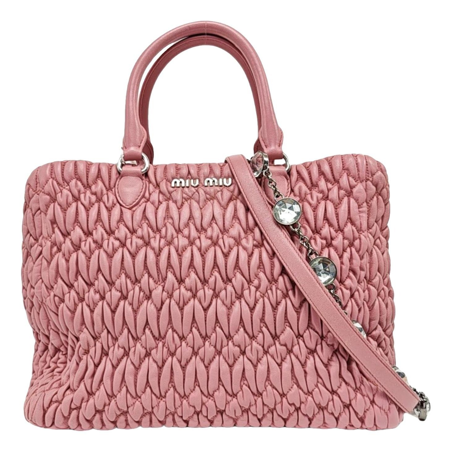 Miu Crystal leather handbag