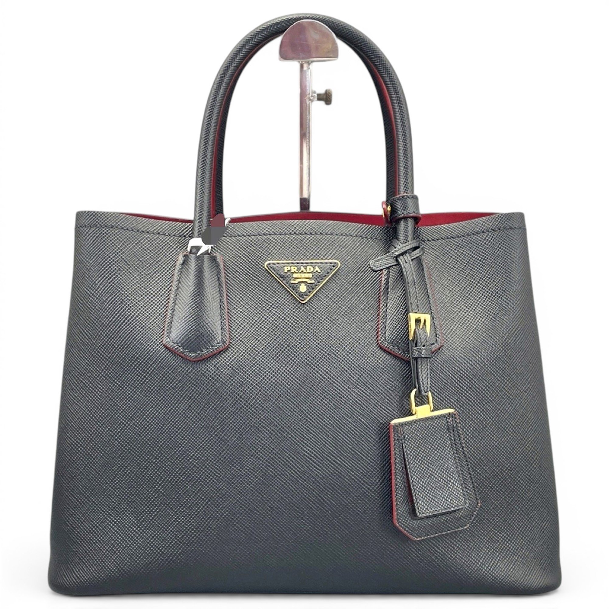 Double leather handbag
