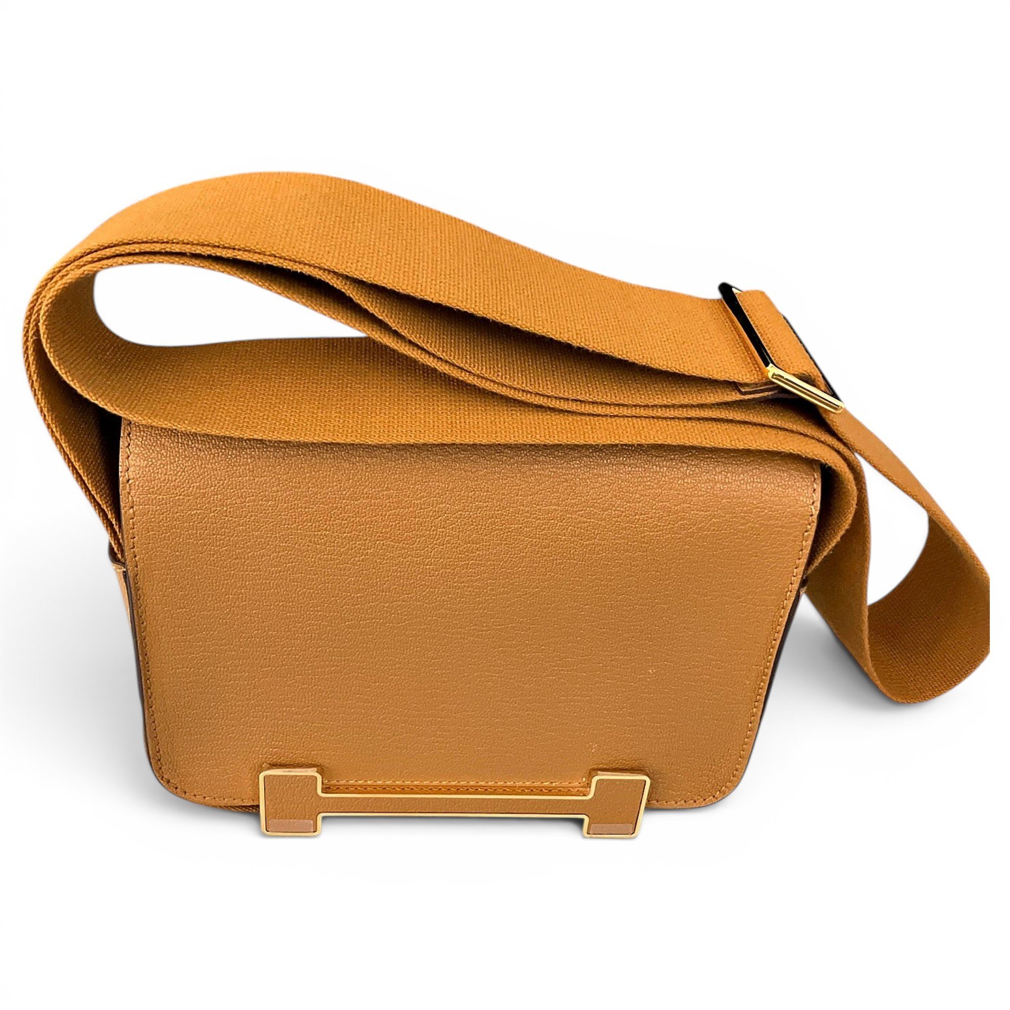 Hermes Geta Handbag Caramel Chèvre Mysore Leather