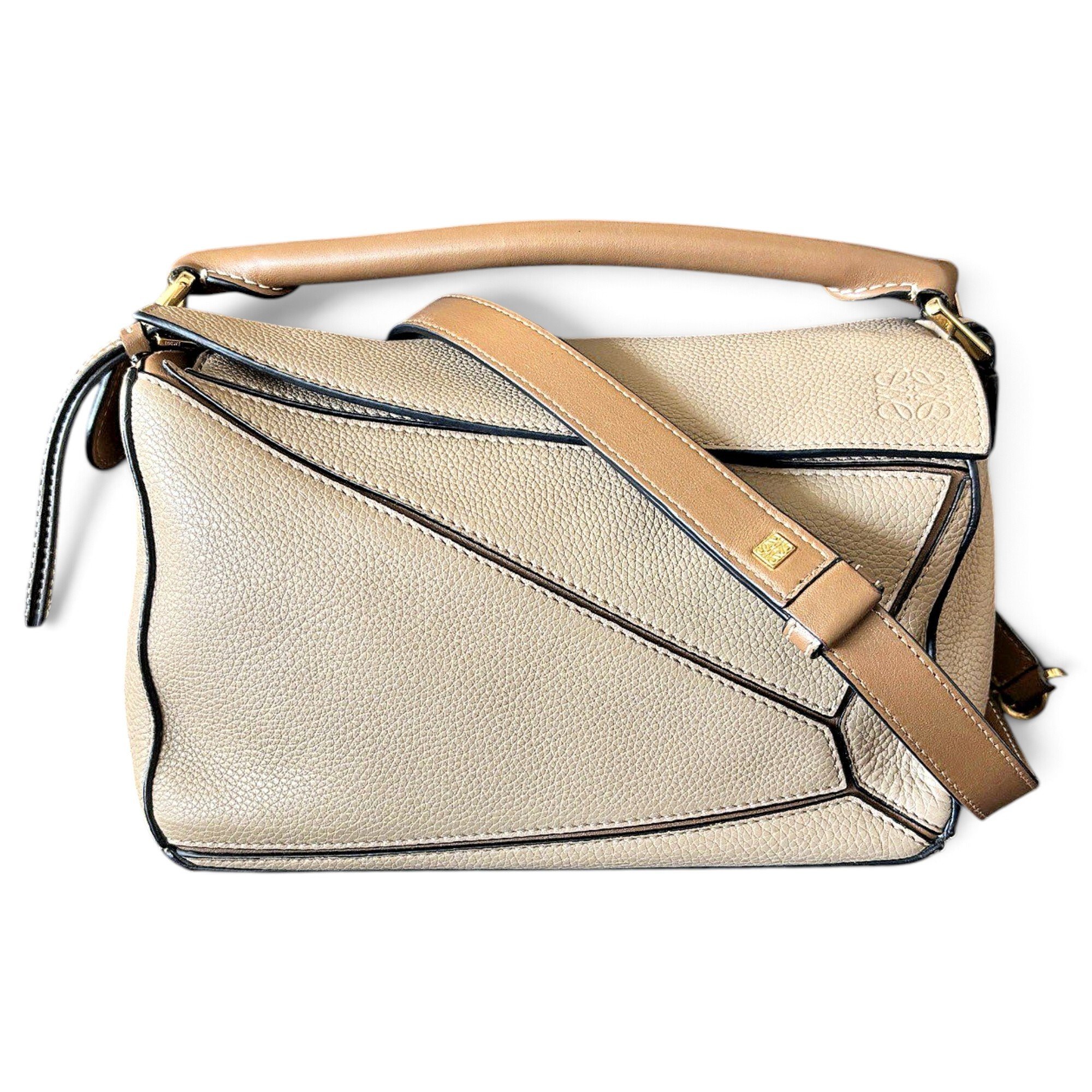 Puzzle leather handbag