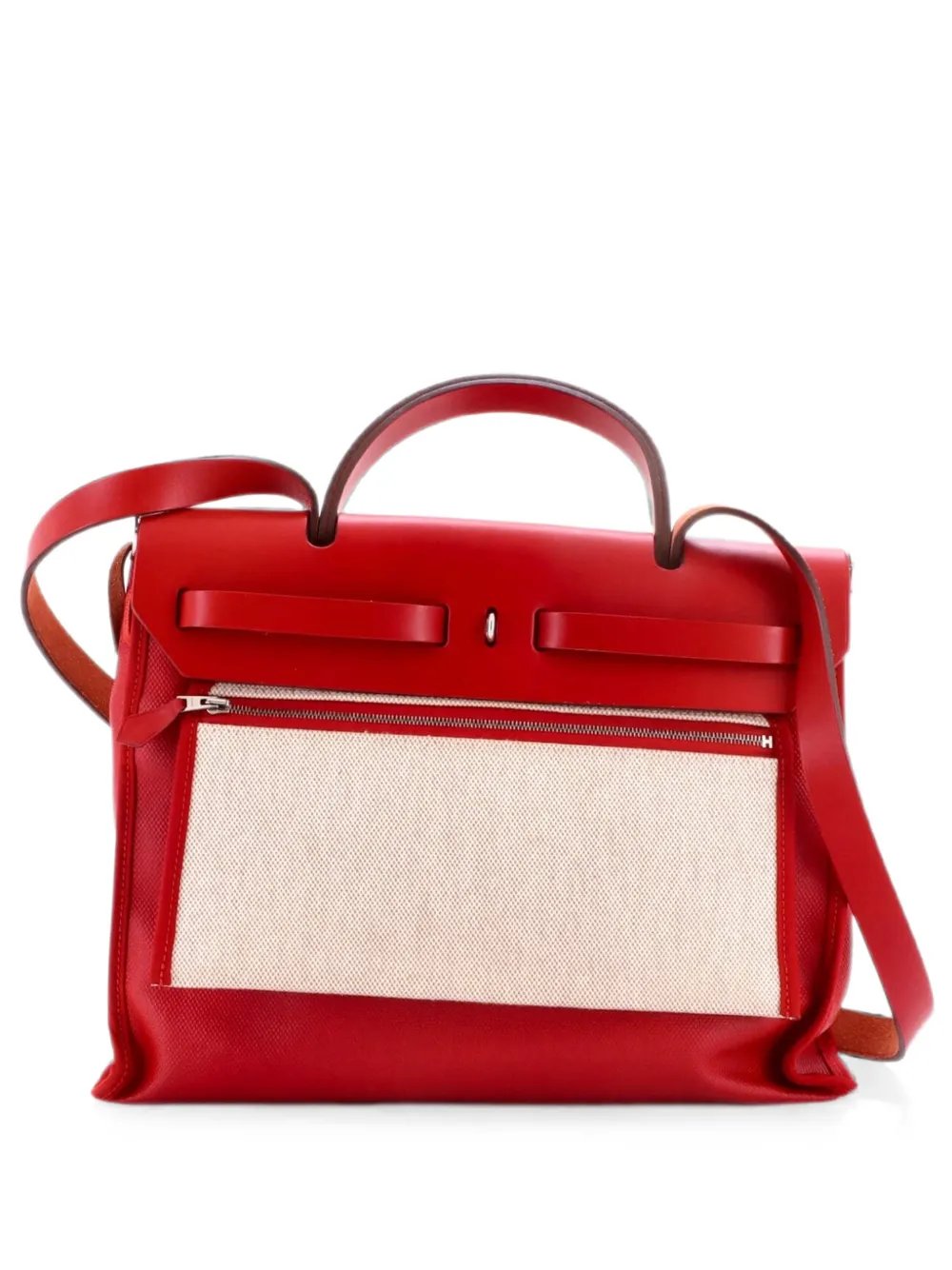 Hermes Herbag Zip Berline Vache Canvas and Leather 31 shoulder bag