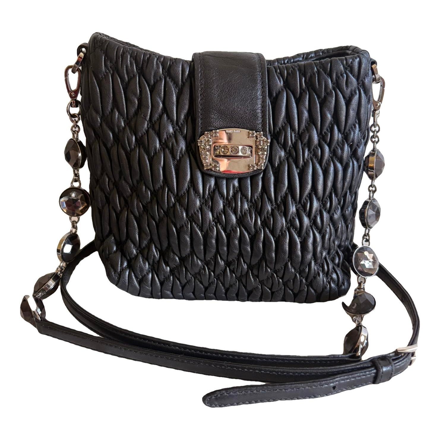Miu Crystal leather crossbody bag