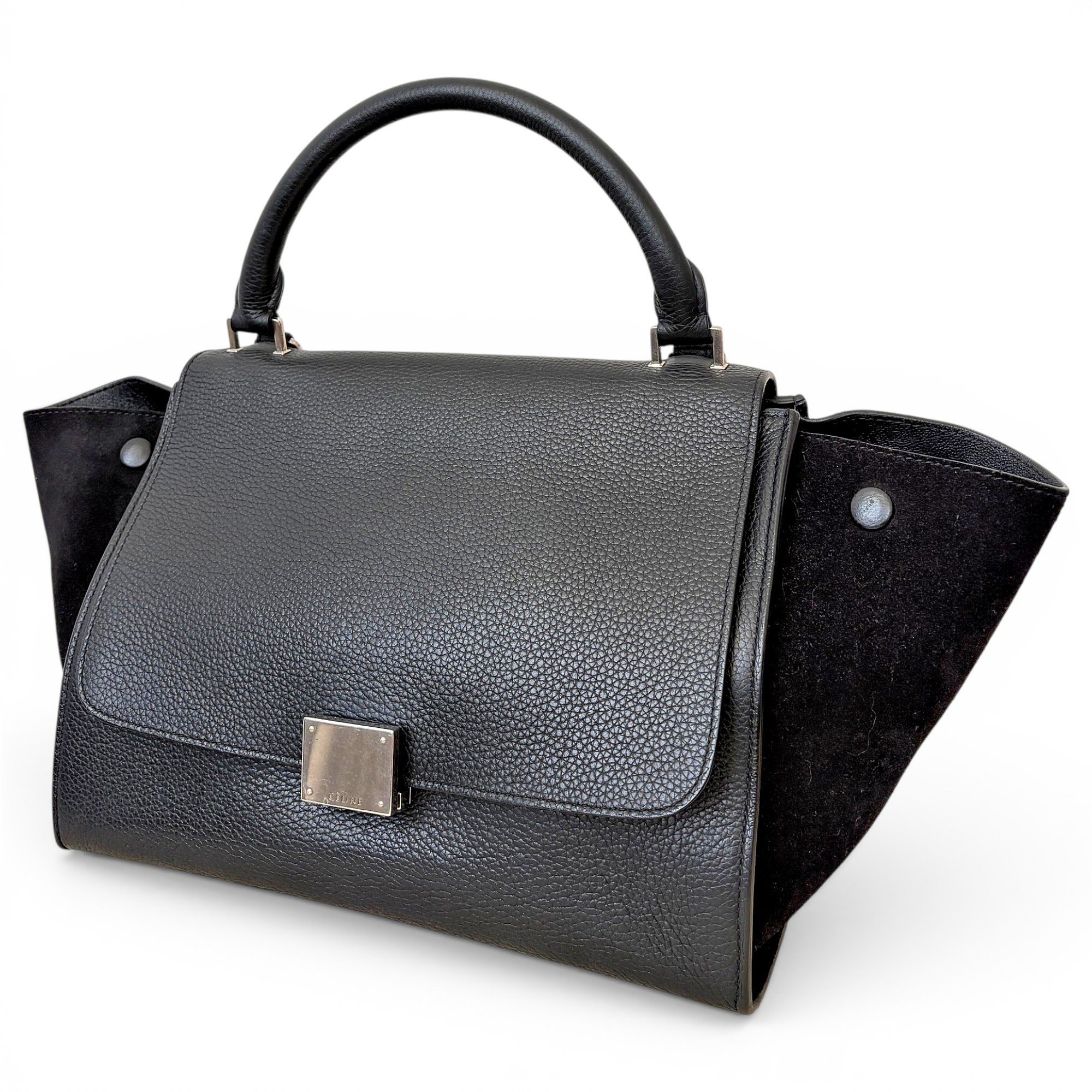 Trapèze leather handbag