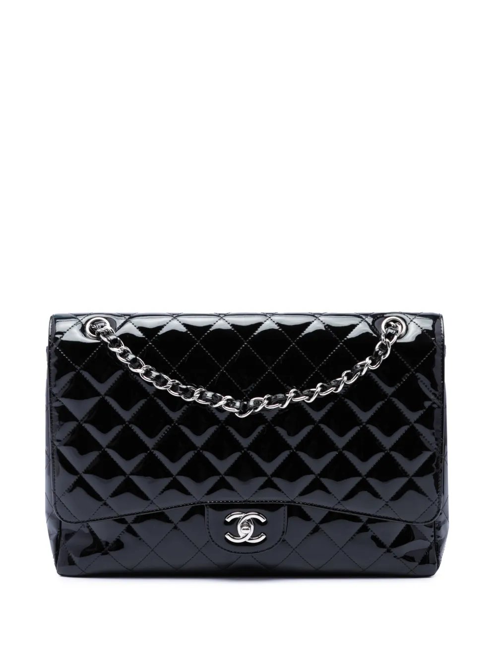2009-2010 Maxi Classic Patent Single Flap shoulder bag