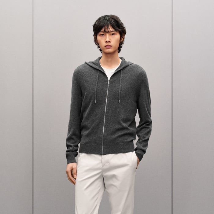 Anthracite "Maillon Chaine d'Ancre" Zipped Cashmere Jacket