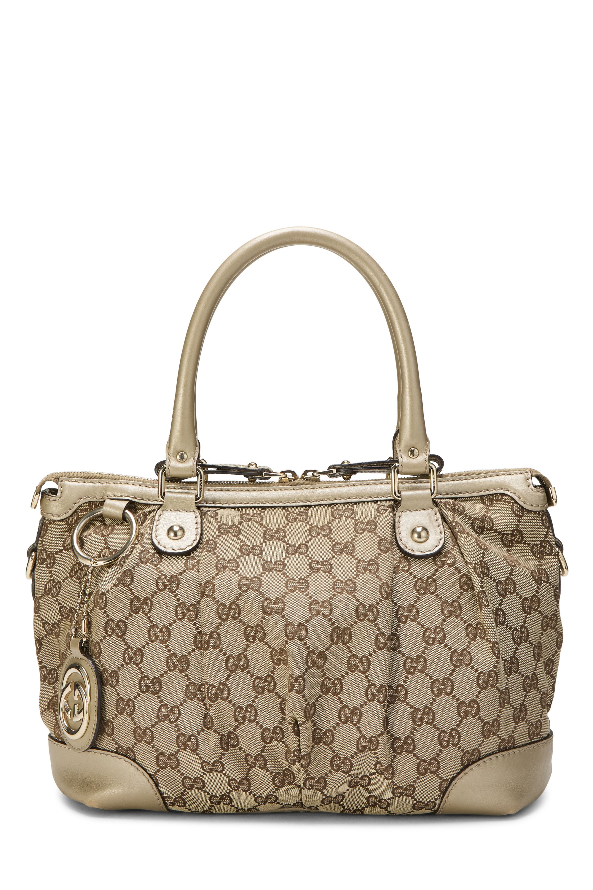 Gold GG Canvas Sukey Zip Handbag