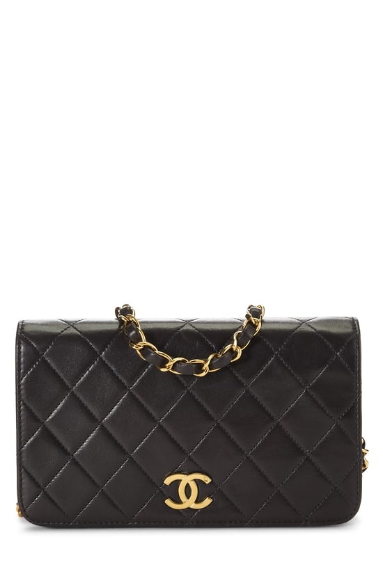 Black Quilted Lambskin Full Flap Mini