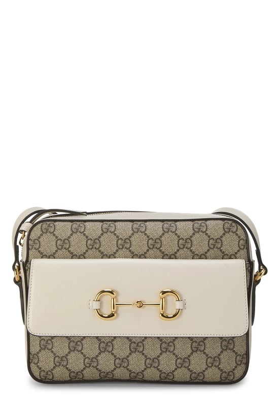 White GG Supreme Canvas Horsebit Camera Bag