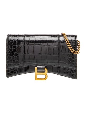 Embossed Leather Hourglass Wallet On Chain