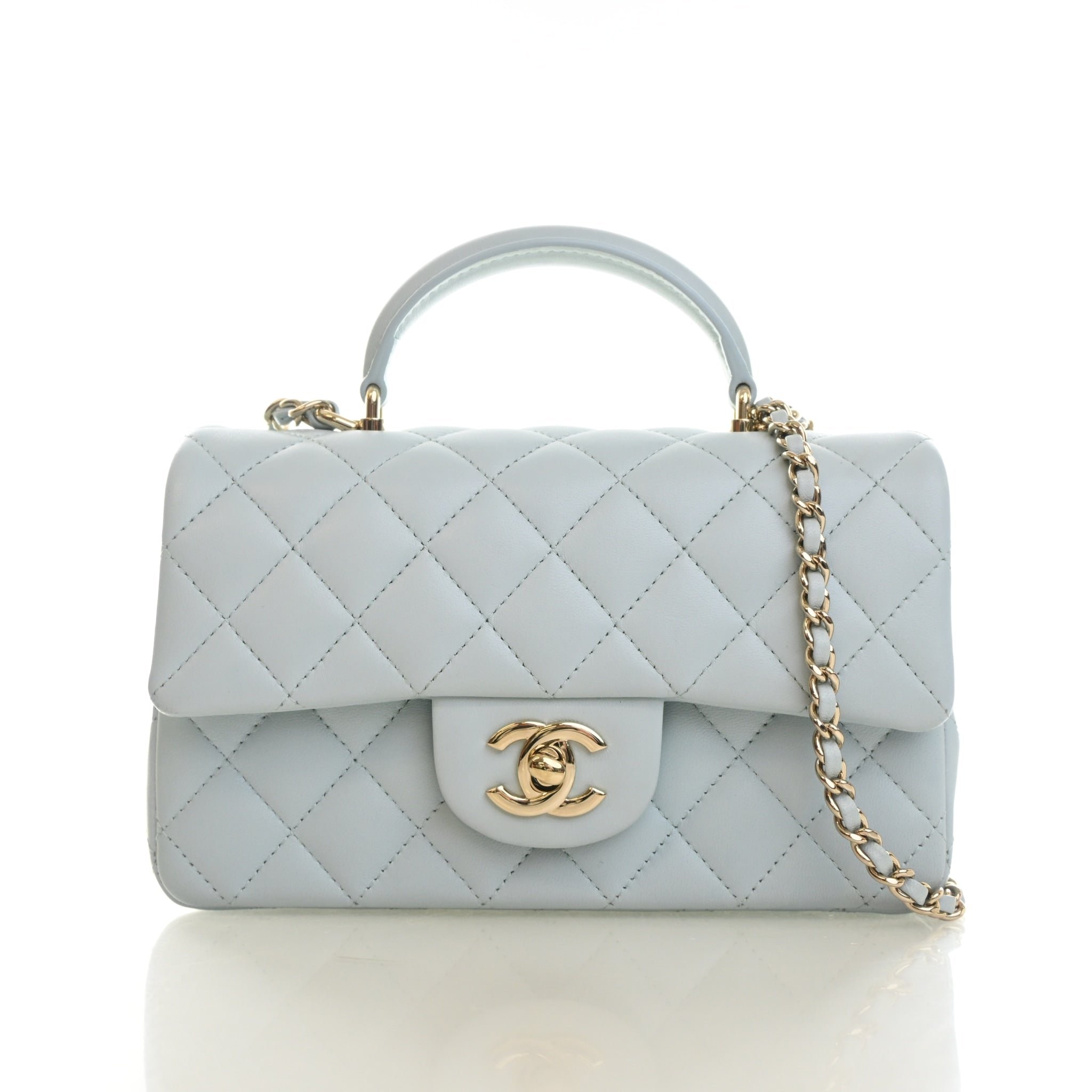 Chanel Mini Lambskin Rectangular Top Handle Classic Flap Bag